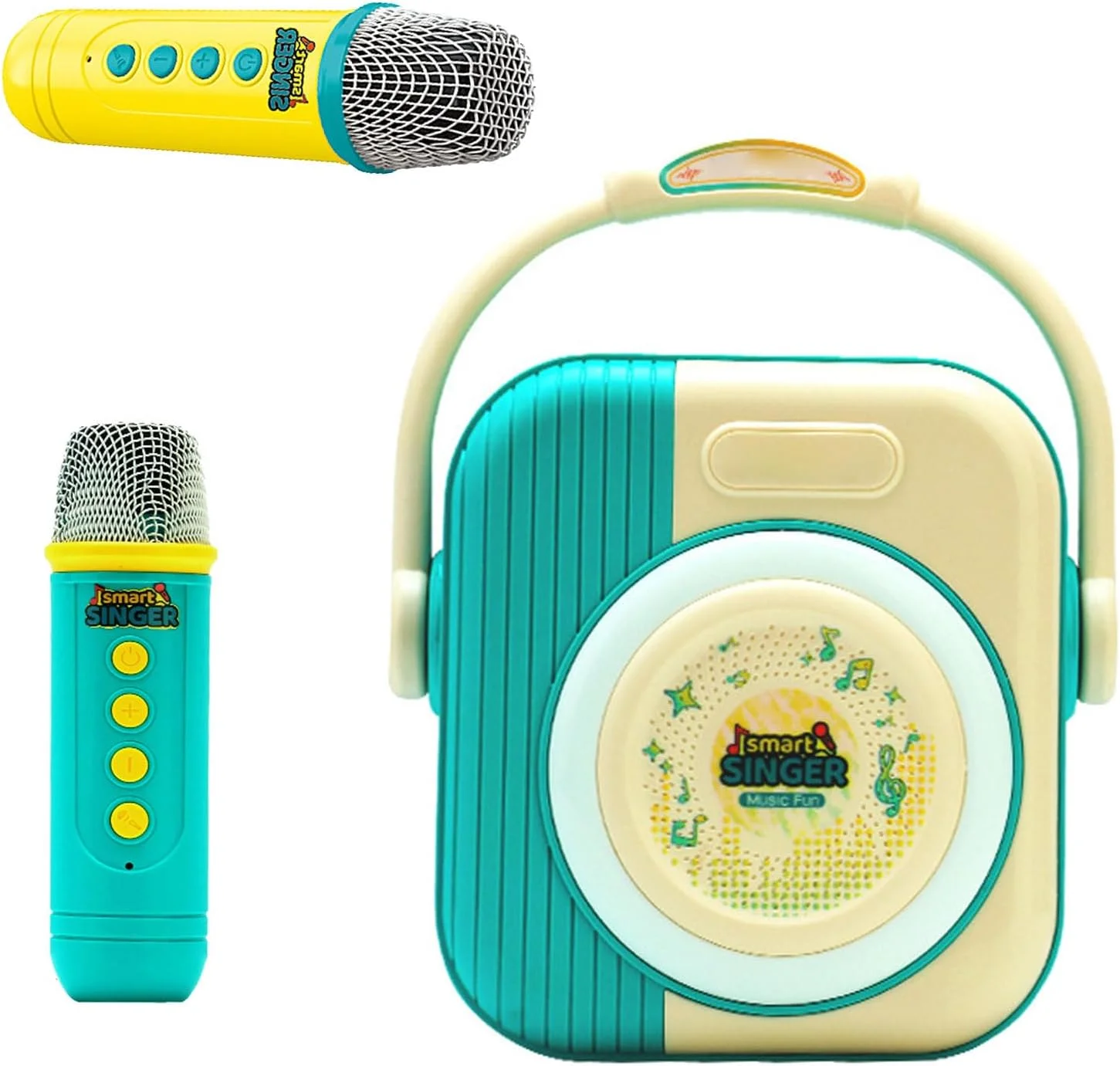 دستگاه کارائوکه Asixxsix، اسپیکر بلوتوث قابل حمل با 2 میکروفون بی سیم، برنامه کارائوکه با صدای فراگیر سه بعدی برای مهمانی خانگی، تولد، کمپینگ در فضای باز (آبی)