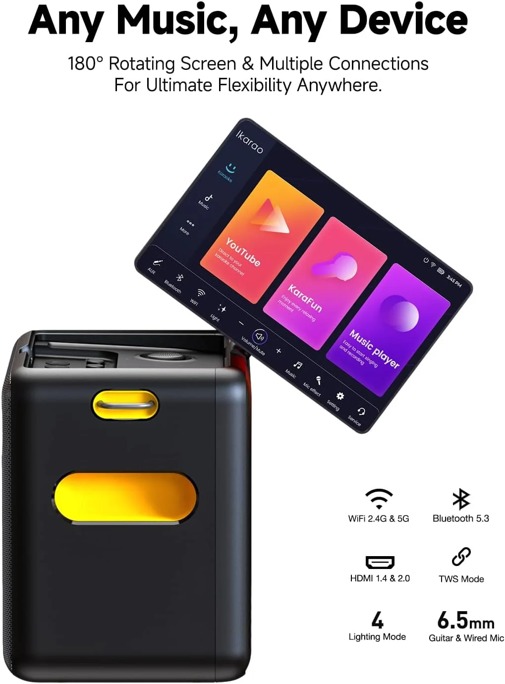 دستگاه کارائوکه برای بزرگسالان، سیستم PA حرفه ای، بلندگوی 300 واتی با صفحه نمایش داخلی، با نمایش متن ترانه و 2 میکروفون خود شارژ شونده، پشتیبانی از WiFi AUX HDMI برای پروژکتور تلویزیون دستگاه کارائوکه برای بزرگسالان، سیستم PA حرفه ای، بلندگوی 300 واتی با صفحه نمایش داخلی، با نمایش متن ترانه و 2 میکروفون خود شارژ شونده، پشتیبانی از WiFi AUX HDMI برای پروژکتور تلویزیون