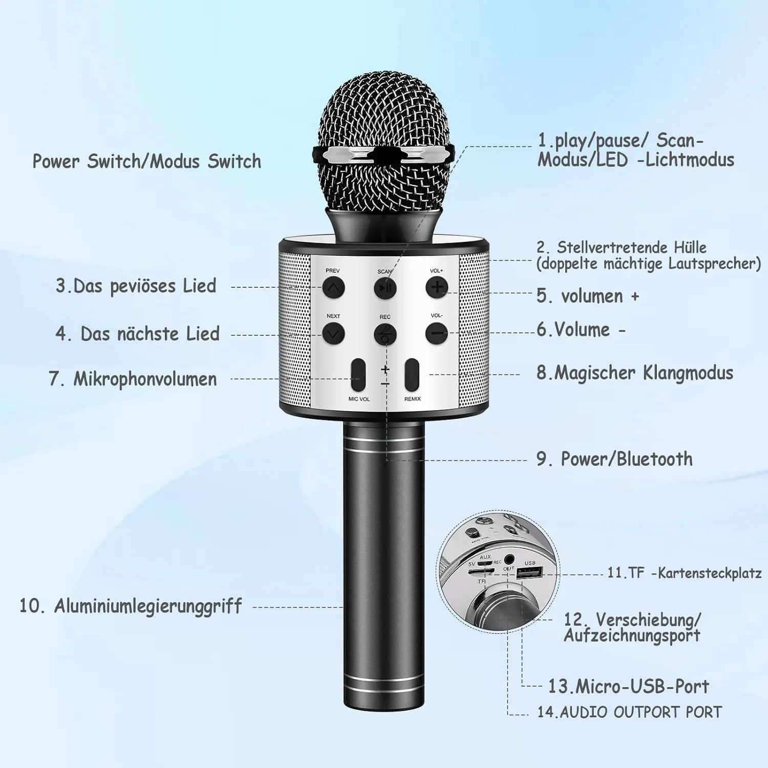 میکروفون کارائوکه کودکانه، میکروفون بلوتوث بیسیم با LED، هدیه برای دختران نوجوان، دستگاه کارائوکه قابل حمل برای آواز خواندن، ضبط کننده بلندگوی KTV برای تلفن هوشمند و کامپیوتر (مشکی) میکروفون کارائوکه کودکانه، میکروفون بلوتوث بیسیم با LED، هدیه برای دختران نوجوان، دستگاه کارائوکه قابل حمل برای آواز خواندن، ضبط کننده بلندگوی KTV برای تلفن هوشمند و کامپیوتر (مشکی)