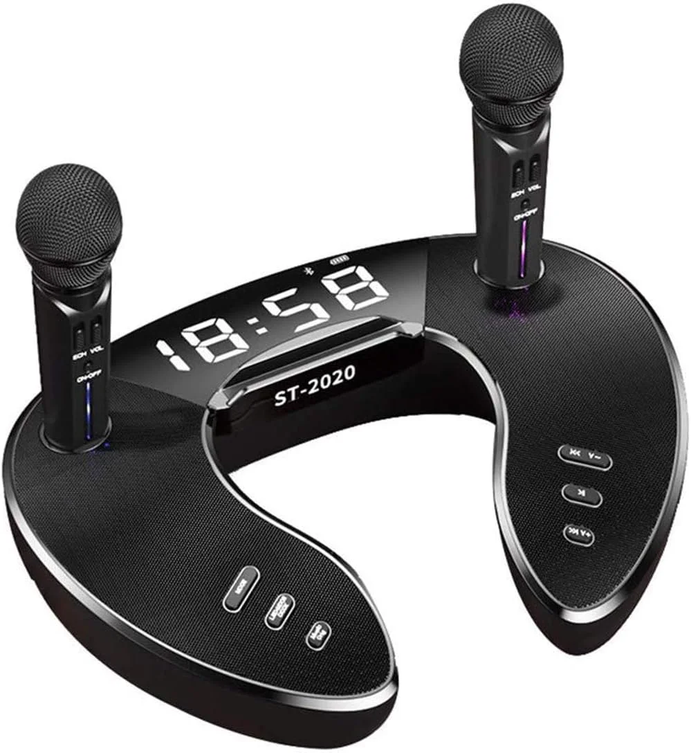 سیستم کارائوکه، بلندگوی بلوتوث بی‌سیم، دستگاه کارائوکه بلوتوث بی‌سیم ارتقا یافته، با دو میکروفون بیرونی