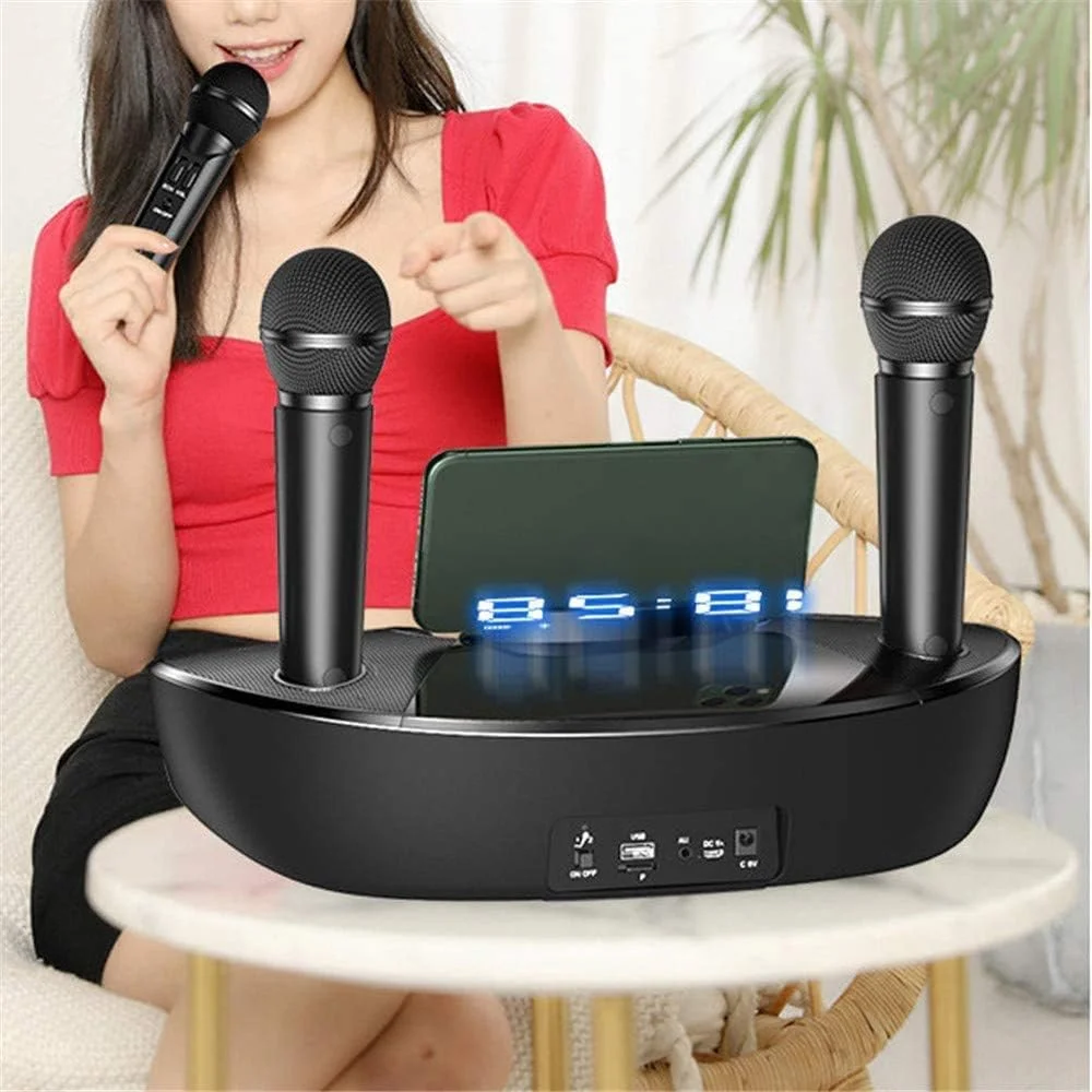 سیستم کارائوکه، بلندگوی بلوتوث بیسیم، دستگاه کارائوکه بلوتوث بیسیم ارتقا یافته، با دو میکروفون بیرونی سیستم کارائوکه، بلندگوی بلوتوث بیسیم، دستگاه کارائوکه بلوتوث بیسیم ارتقا یافته، با دو میکروفون بیرونی