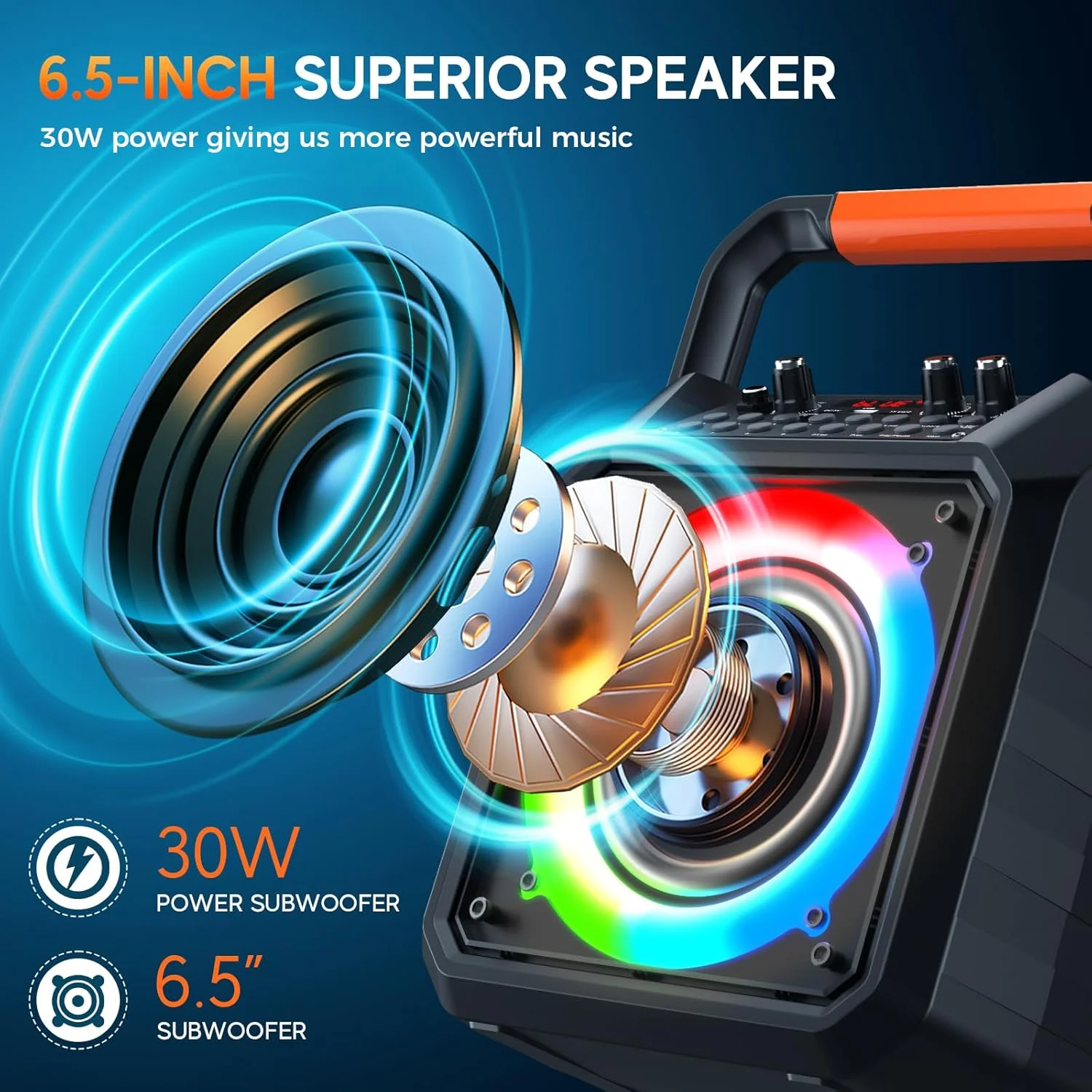 دستگاه کارائوکه قابل حمل Angads با بلندگوی بلوتوث و 2 میکروفون بی سیم - سیستم PA، چراغ های LED، پشتیبانی از USB/TF/AUX برای مهمانی های خانگی (بزرگسالان و کودکان) دستگاه کارائوکه قابل حمل Angads با بلندگوی بلوتوث و 2 میکروفون بی سیم - سیستم PA، چراغ های LED، پشتیبانی از USB/TF/AUX برای مهمانی های خانگی (بزرگسالان و کودکان)