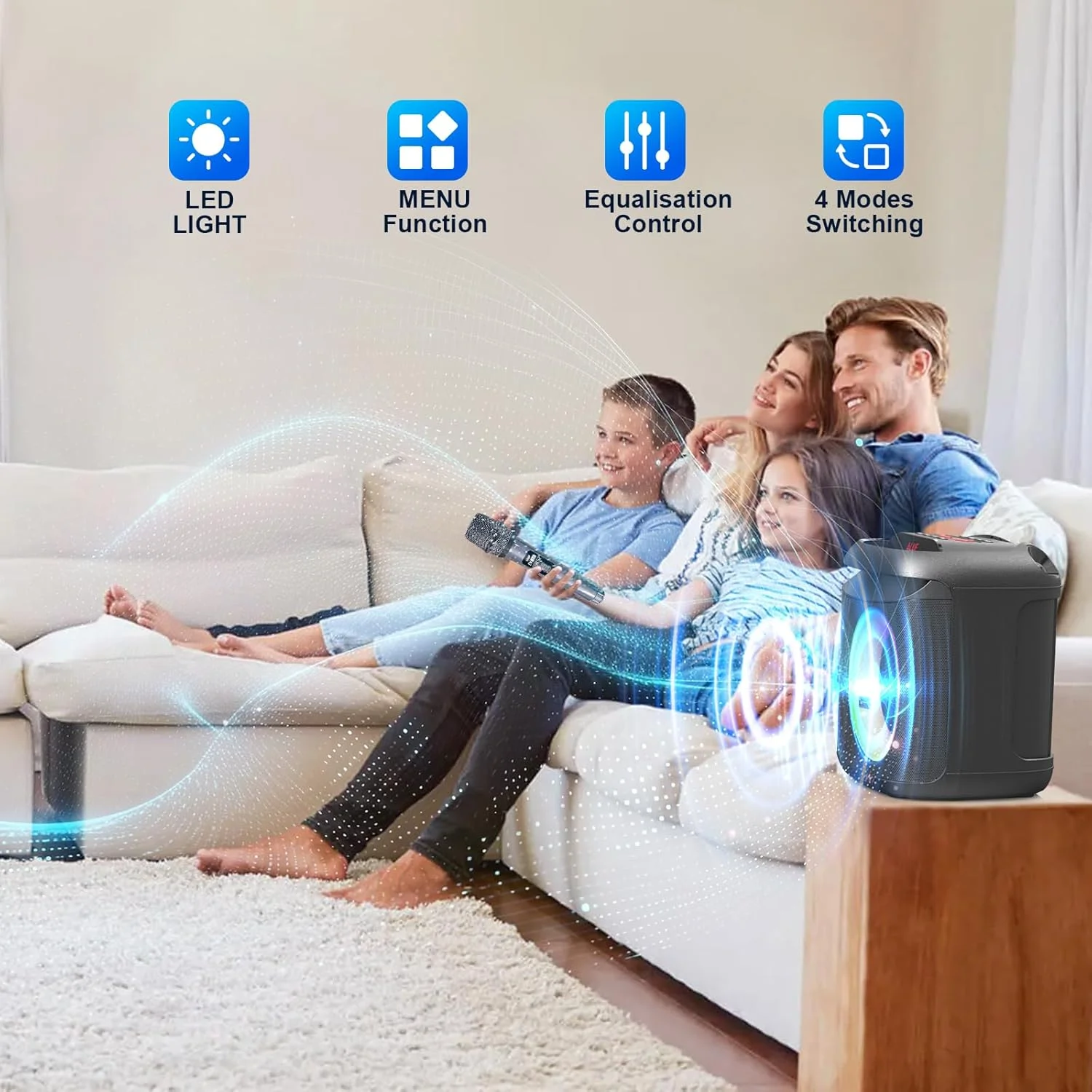 دستگاه کارائوکه AIMAX با بلوتوث و دو میکروفون بی سیم، بلندگوی قابل حمل برای مهمانی های خانگی و فضای باز، عمر باتری 7 ساعته، پشتیبانی از Mic/AUX/USB/TF، ایده آل برای آواز خواندن کودکان و بزرگسالان دستگاه کارائوکه AIMAX با بلوتوث و دو میکروفون بی سیم، بلندگوی قابل حمل برای مهمانی های خانگی و فضای باز، عمر باتری 7 ساعته، پشتیبانی از Mic/AUX/USB/TF، ایده آل برای آواز خواندن کودکان و بزرگسالان