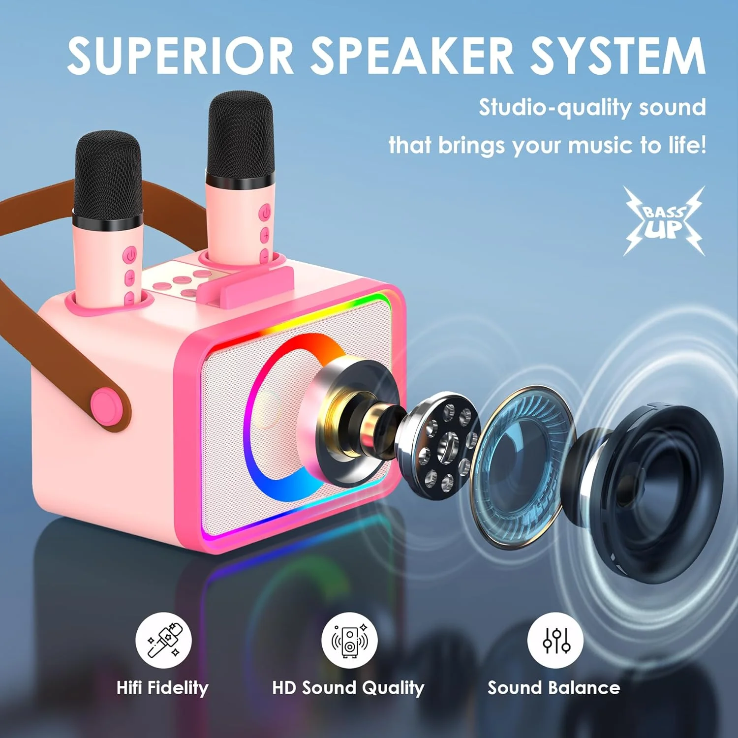 دستگاه کارائوکه، اسپیکر کارائوکه بلوتوث قابل حمل با 2 میکروفون بی سیم برای بزرگسالان و کودکان، اسباب بازی با چراغ های LED، میکروفون کارائوکه، دستگاه کارائوکه قابل حمل (صورتی قرمز) دستگاه کارائوکه، اسپیکر کارائوکه بلوتوث قابل حمل با 2 میکروفون بی سیم برای بزرگسالان و کودکان، اسباب بازی با چراغ های LED، میکروفون کارائوکه، دستگاه کارائوکه قابل حمل (صورتی قرمز)