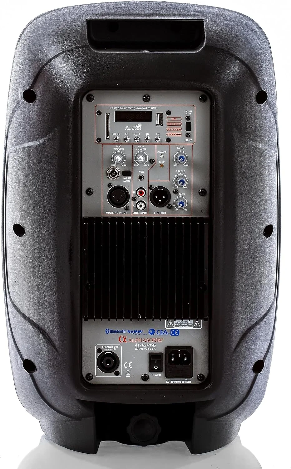 جفت بلندگوی ۱۰ اینچی آلفاسونیک، سیستم صوتی حرفه ای ۱۰۰۰ واتی با بلوتوث، USB، کارت SD، AUX، MP3، رادیو FM، سیستم PA، چراغ های LED، میکروفون کارائوکه، آمپلی فایر گیتار، ۲ پایه سه پایه، کابل و میکروفون جفت بلندگوی ۱۰ اینچی آلفاسونیک، سیستم صوتی حرفه ای ۱۰۰۰ واتی با بلوتوث، USB، کارت SD، AUX، MP3، رادیو FM، سیستم PA، چراغ های LED، میکروفون کارائوکه، آمپلی فایر گیتار، ۲ پایه سه پایه، کابل و میکروفون