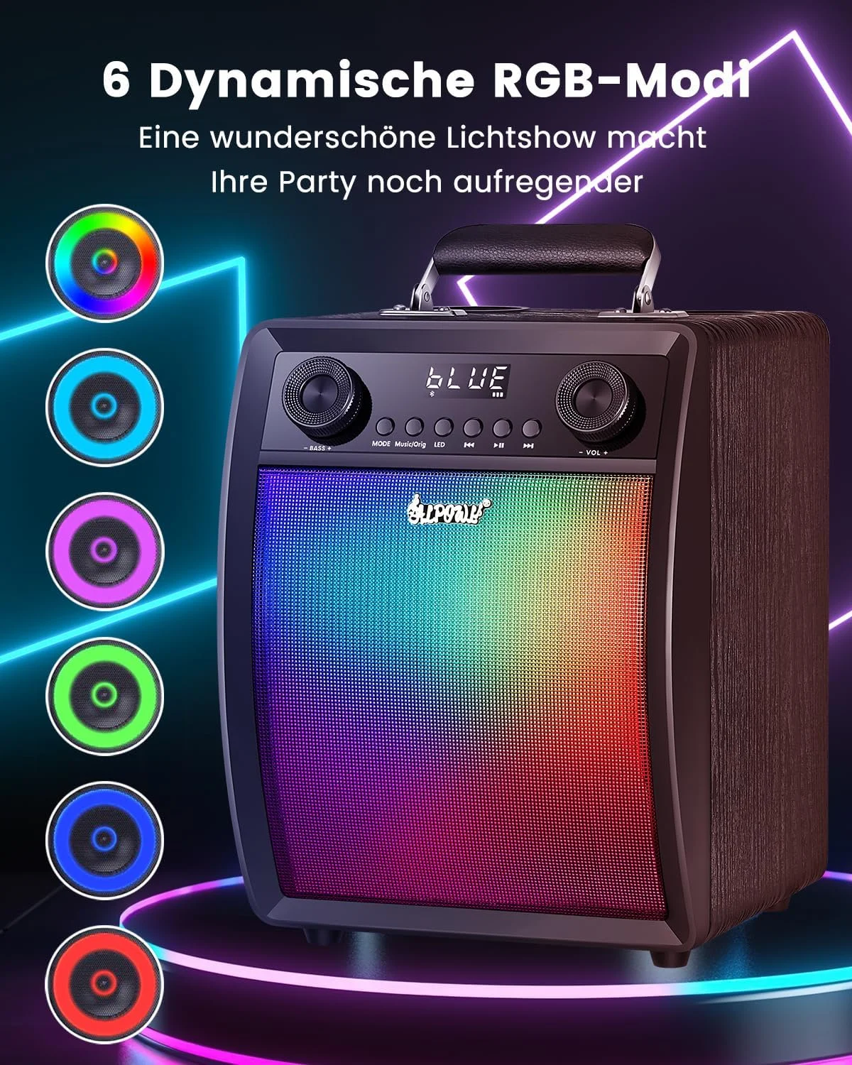 دستگاه کارائوکه ALPOWL برای بزرگسالان و کودکان با 2 میکروفون بی سیم UHF، سیستم PA بلندگوی بلوتوث قابل حمل با چراغ های LED برای مهمانی خانگی، عروسی، کلیسا، پیک نیک، فضای باز/داخلی دستگاه کارائوکه ALPOWL برای بزرگسالان و کودکان با 2 میکروفون بی سیم UHF، سیستم PA بلندگوی بلوتوث قابل حمل با چراغ های LED برای مهمانی خانگی، عروسی، کلیسا، پیک نیک، فضای باز/داخلی