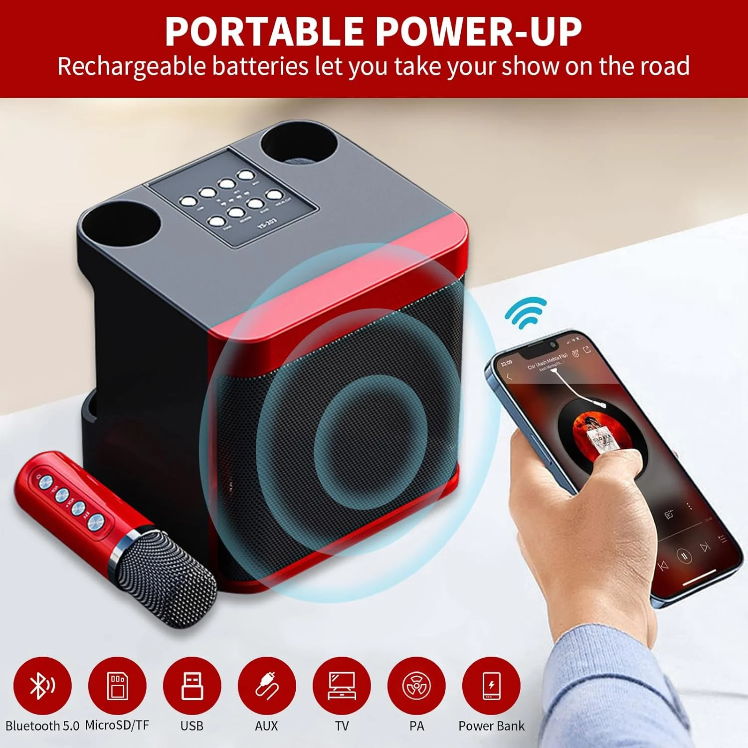 دستگاه کارائوکه آچاس برای بزرگسالان و کودکان، اسپیکر کارائوکه بلوتوث قابل حمل با 2 میکروفون بی سیم، سیستم بلندگوی PA برای مهمانی های داخلی و خارجی، مهمانی خانوادگی و آواز خواندن دستگاه کارائوکه آچاس برای بزرگسالان و کودکان، اسپیکر کارائوکه بلوتوث قابل حمل با 2 میکروفون بی سیم، سیستم بلندگوی PA برای مهمانی های داخلی و خارجی، مهمانی خانوادگی و آواز خواندن