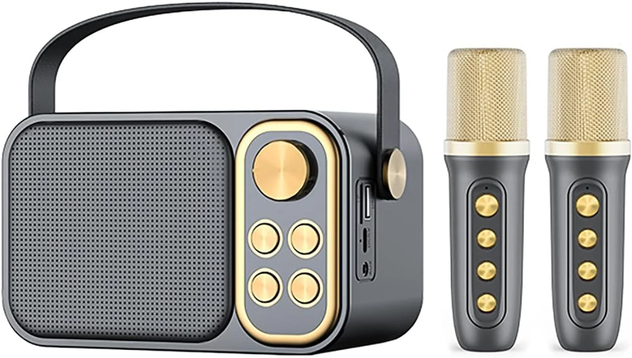 دستگاه کارائوکه آچاس برای بزرگسالان و کودکان، اسپیکر کارائوکه بلوتوث قابل حمل با 2 میکروفون بی سیم سیستم بلندگوی PA برای مهمانی های داخلی و خارجی، مهمانی خانوادگی و آواز خواندن