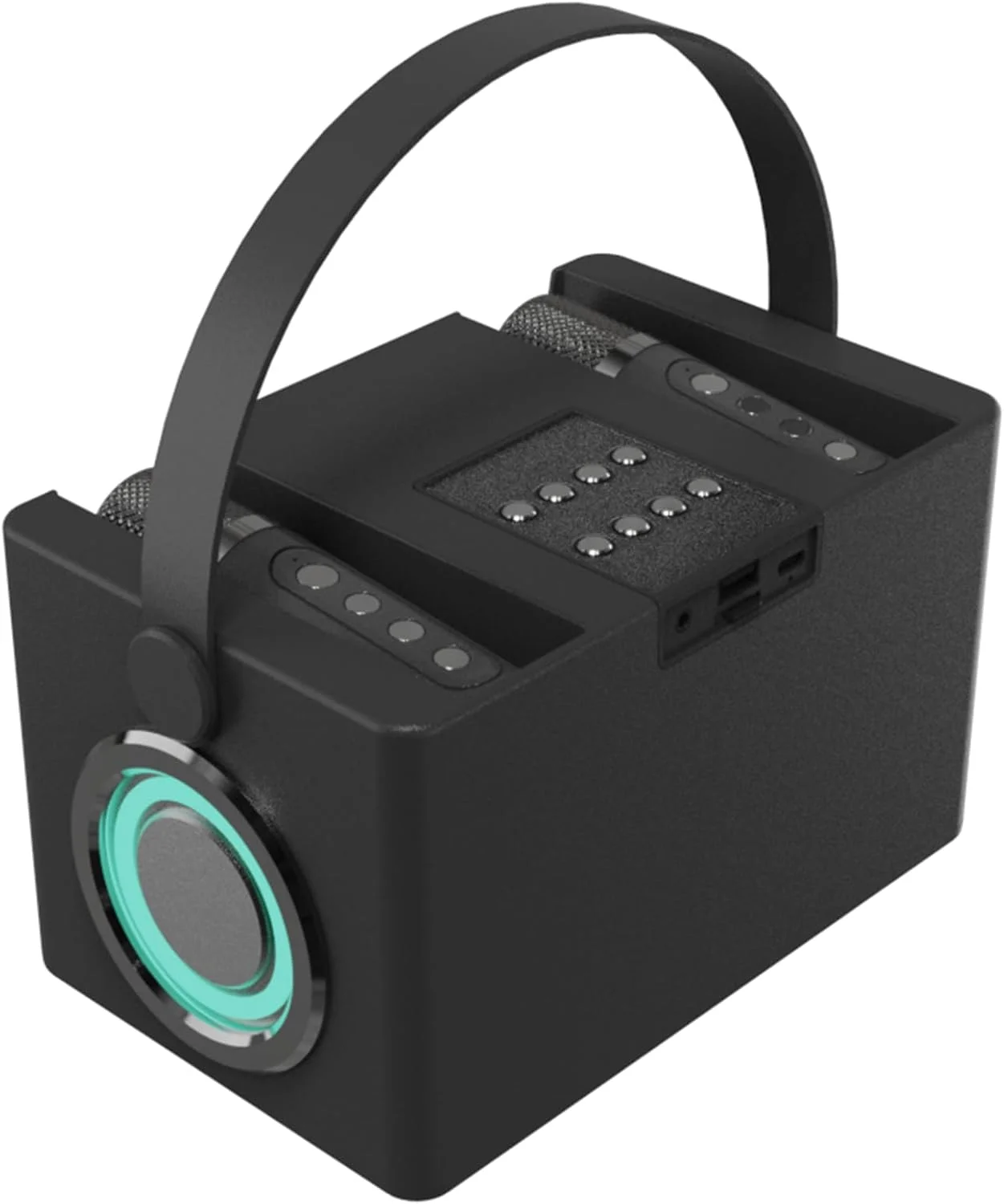 دستگاه کارائوکه اسپیکر 4 واحدی: چراغ‌های LED هماهنگ با موسیقی پویا + صدای 360 درجه بدون اعوجاج، اتصال 10 متری، 4 ساعت آواز - ایده آل برای مهمانی ها/کلاس های درس/کنفرانس ها