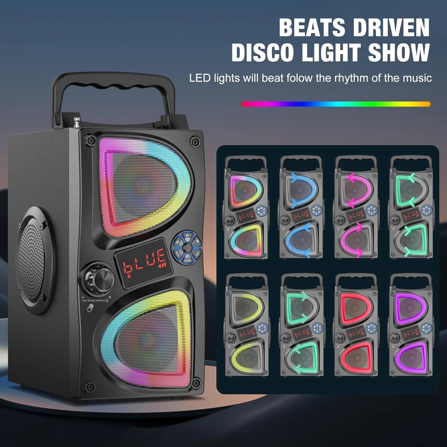 دستگاه کارائوکه قابل حمل بلوتوثی با 2 میکروفون بی سیم و چراغ های LED، اسباب بازی و هدیه برای تلفن های هوشمند، تولد، مهمانی خانوادگی و منزل دستگاه کارائوکه قابل حمل بلوتوثی با 2 میکروفون بی سیم و چراغ های LED، اسباب بازی و هدیه برای تلفن های هوشمند، تولد، مهمانی خانوادگی و منزل