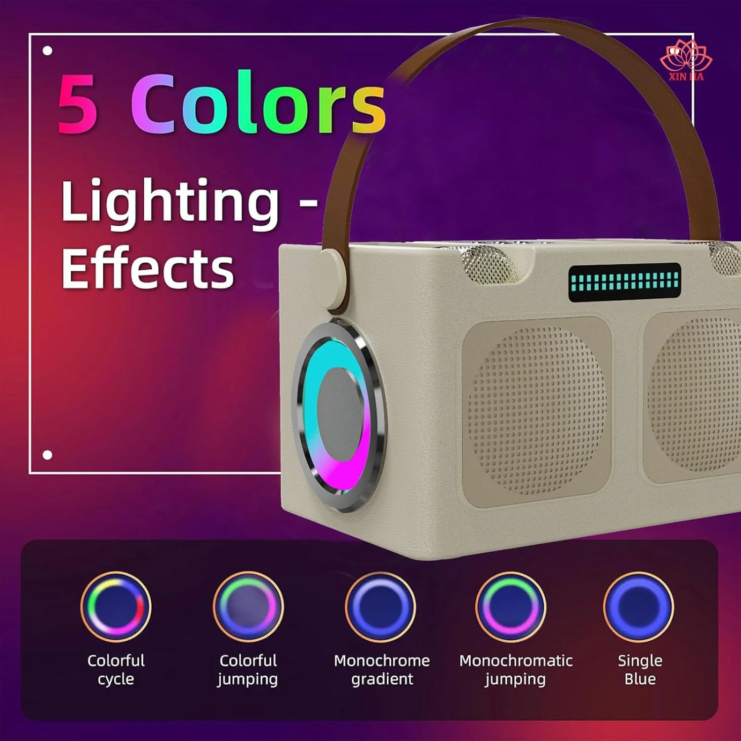 دستگاه کارائوکه اسپیکر 4 واحدی: چراغهای LED هماهنگ با موسیقی پویا + صدای 360 درجه بدون اعوجاج، اتصال 10 متری، 4 ساعت آواز - ایده آل برای مهمانی ها/کلاس های درس/کنفرانس ها دستگاه کارائوکه اسپیکر 4 واحدی: چراغهای LED هماهنگ با موسیقی پویا + صدای 360 درجه بدون اعوجاج، اتصال 10 متری، 4 ساعت آواز - ایده آل برای مهمانی ها/کلاس های درس/کنفرانس ها