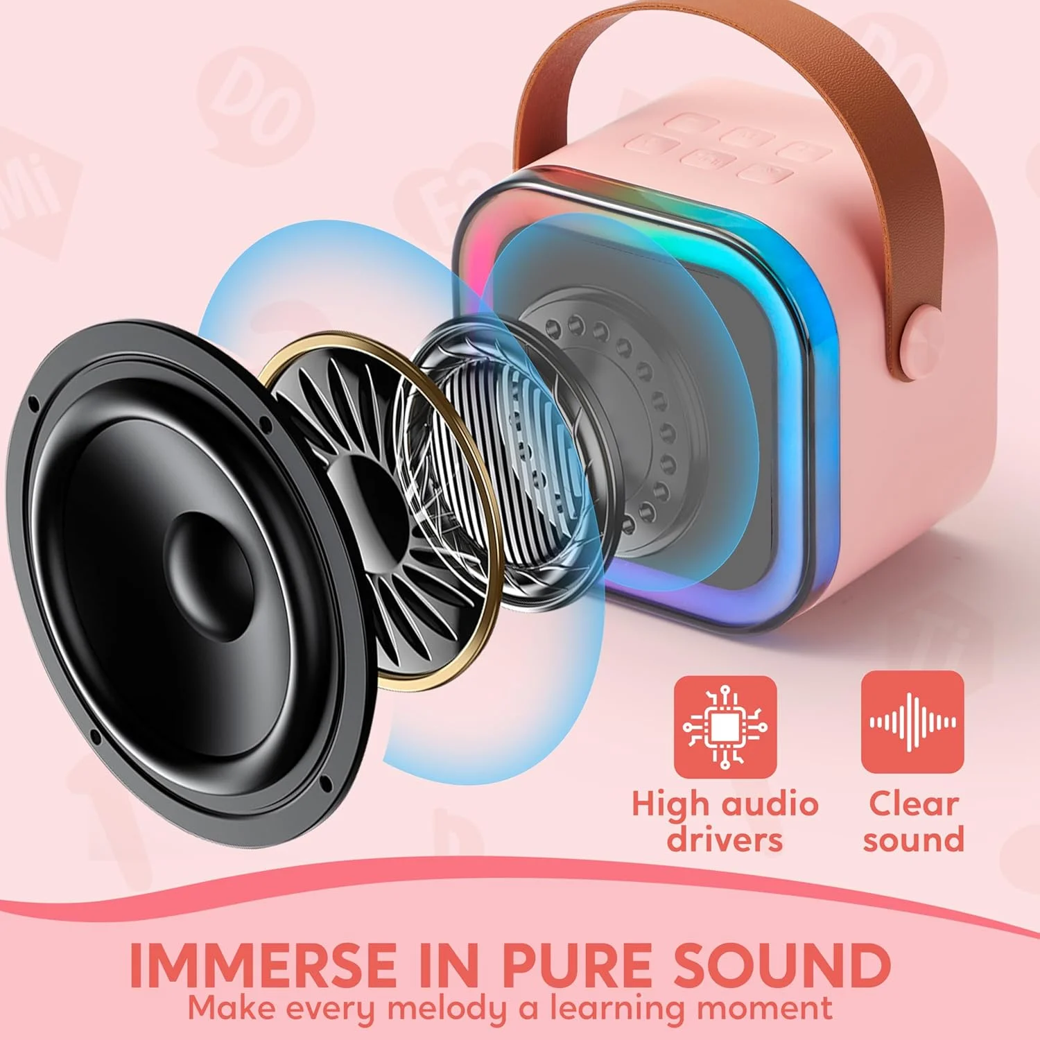 دستگاه کارائوکه SYNCFUN، دستگاه کارائوکه کوچک با 2 میکروفون بی سیم برای کودکان و بزرگسالان، اسباب بازی های بلندگوی بلوتوث، هدیه تولد برای دختران 3، 4، 5، 6، 7، 8، 9، 10، 11، 12+ ساله (صورتی) دستگاه کارائوکه SYNCFUN، دستگاه کارائوکه کوچک با 2 میکروفون بی سیم برای کودکان و بزرگسالان، اسباب بازی های بلندگوی بلوتوث، هدیه تولد برای دختران 3، 4، 5، 6، 7، 8، 9، 10، 11، 12+ ساله (صورتی)