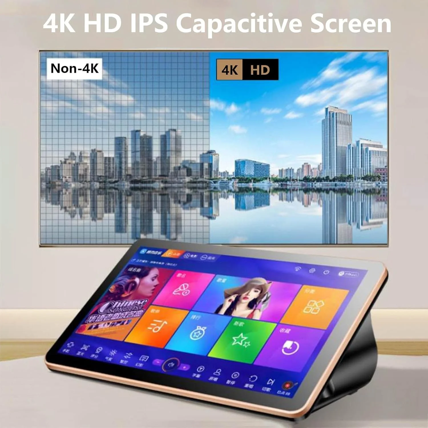 دستگاه کارائوکه 18.5 اینچی، پخش کننده کارائوکه 4K، 2 میکروفون بی سیم + کنترل از راه دور تلفن + پشتیبانی از 22 زبان، 2 ترابایت دستگاه کارائوکه 18.5 اینچی، پخش کننده کارائوکه 4K، 2 میکروفون بی سیم + کنترل از راه دور تلفن + پشتیبانی از 22 زبان، 2 ترابایت