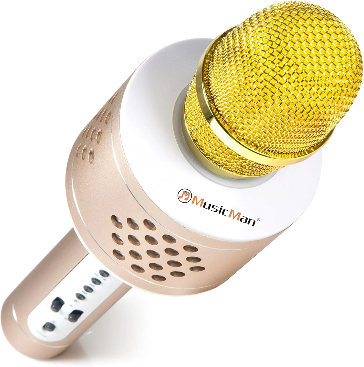 میکروفون کارائوکه MusicMan 4611 Pro BT X35 (بلوتوث، سازگار با تلفن هوشمند، عملکرد TWS آیفون) طلایی/نقره ای میکروفون کارائوکه MusicMan 4611 Pro BT X35 (بلوتوث، سازگار با تلفن هوشمند، عملکرد TWS آیفون) طلایی/نقره ای