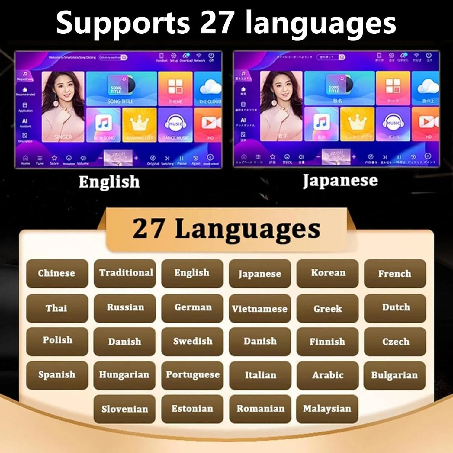 دستگاه کارائوکه ۱۸.۵ اینچی با میکروفونهای بیسیم UHF، بهروزرسانیهای ابری، کنترل صوتی هوش مصنوعی، پشتیبانی از چند زبان و صفحه لمسی خازنی LED - پخشکننده هوشمند KTV برای سرگرمی بیپایان، ۱ ترابایت دستگاه کارائوکه ۱۸.۵ اینچی با میکروفونهای بیسیم UHF، بهروزرسانیهای ابری، کنترل صوتی هوش مصنوعی، پشتیبانی از چند زبان و صفحه لمسی خازنی LED - پخشکننده هوشمند KTV برای سرگرمی بیپایان، ۱ ترابایت