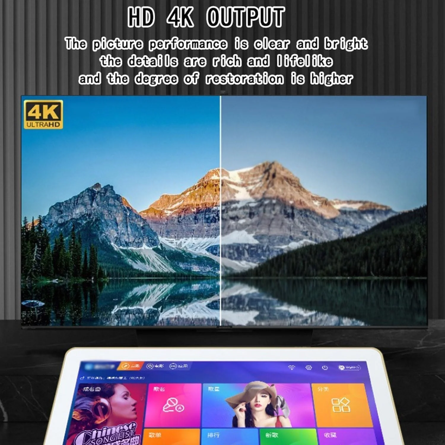 دستگاه کارائوکه با صفحه لمسی خازنی ۱۸.۵ اینچی، میکروفون بی سیم و بلندگوی ۸ اینچی، هارد درایو داخلی ۵۰۰ گیگابایتی و عملکرد هوشمند کنترل صوتی آهنگ دستگاه کارائوکه با صفحه لمسی خازنی ۱۸.۵ اینچی، میکروفون بی سیم و بلندگوی ۸ اینچی، هارد درایو داخلی ۵۰۰ گیگابایتی و عملکرد هوشمند کنترل صوتی آهنگ