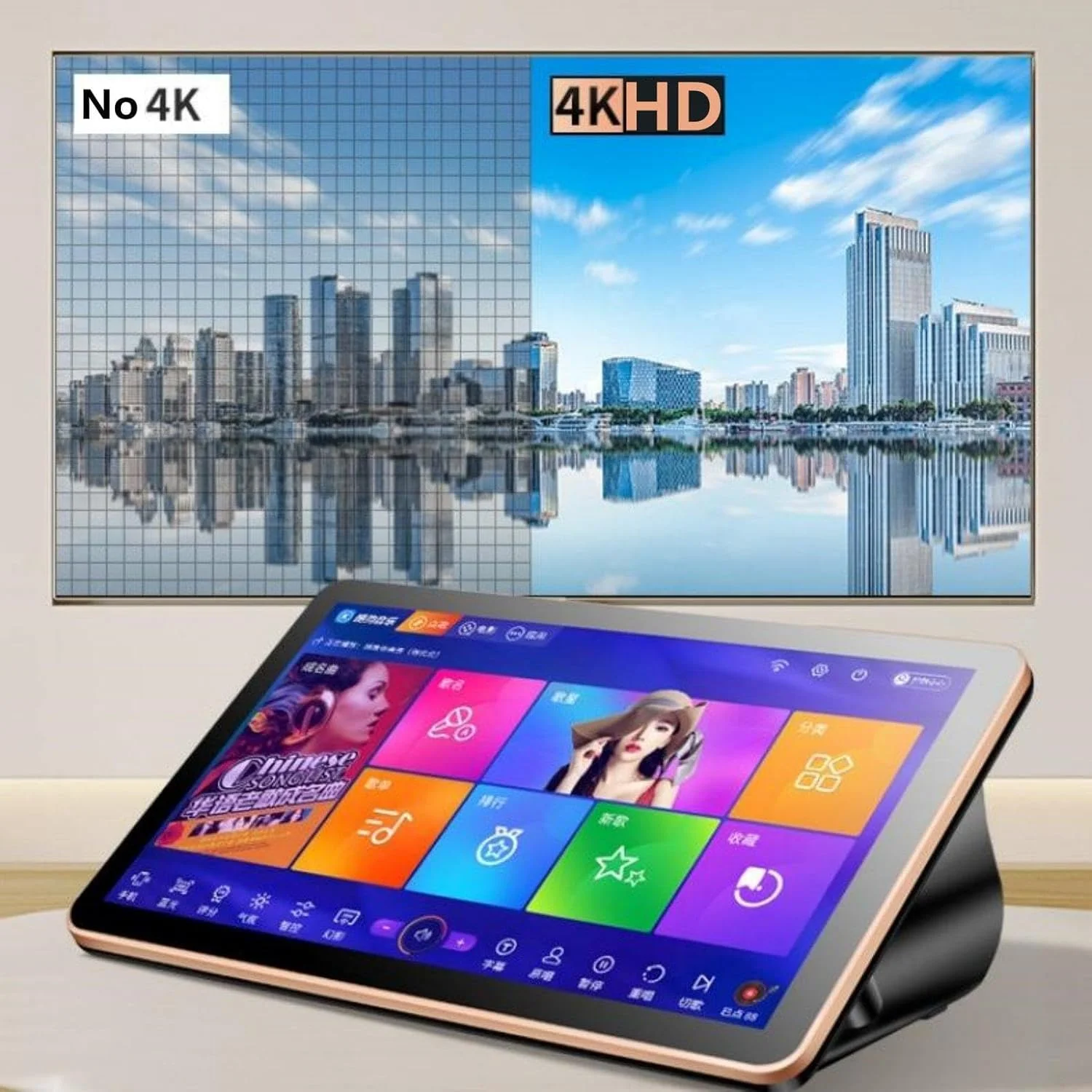 دستگاه کارائوکه ۱۸.۵ اینچی با میکروفونهای بیسیم UHF، بهروزرسانیهای ابری، کنترل صوتی هوش مصنوعی، پشتیبانی از چند زبان و صفحه لمسی خازنی LED - پخشکننده هوشمند KTV برای سرگرمی بیپایان، ۱ ترابایت دستگاه کارائوکه ۱۸.۵ اینچی با میکروفونهای بیسیم UHF، بهروزرسانیهای ابری، کنترل صوتی هوش مصنوعی، پشتیبانی از چند زبان و صفحه لمسی خازنی LED - پخشکننده هوشمند KTV برای سرگرمی بیپایان، ۱ ترابایت