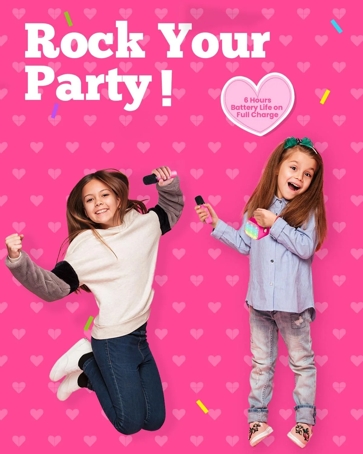 دستگاه کارائوکه کوچک با 2 میکروفون بی سیم برای کودکان، اسباب بازی های دخترانه و پسرانه، بلندگوی بلوتوث قابل حمل هدیه برای دختران 4 5 6 7 8 ساله (قرمز گل رز) دستگاه کارائوکه کوچک با 2 میکروفون بی سیم برای کودکان، اسباب بازی های دخترانه و پسرانه، بلندگوی بلوتوث قابل حمل هدیه برای دختران 4 5 6 7 8 ساله (قرمز گل رز)