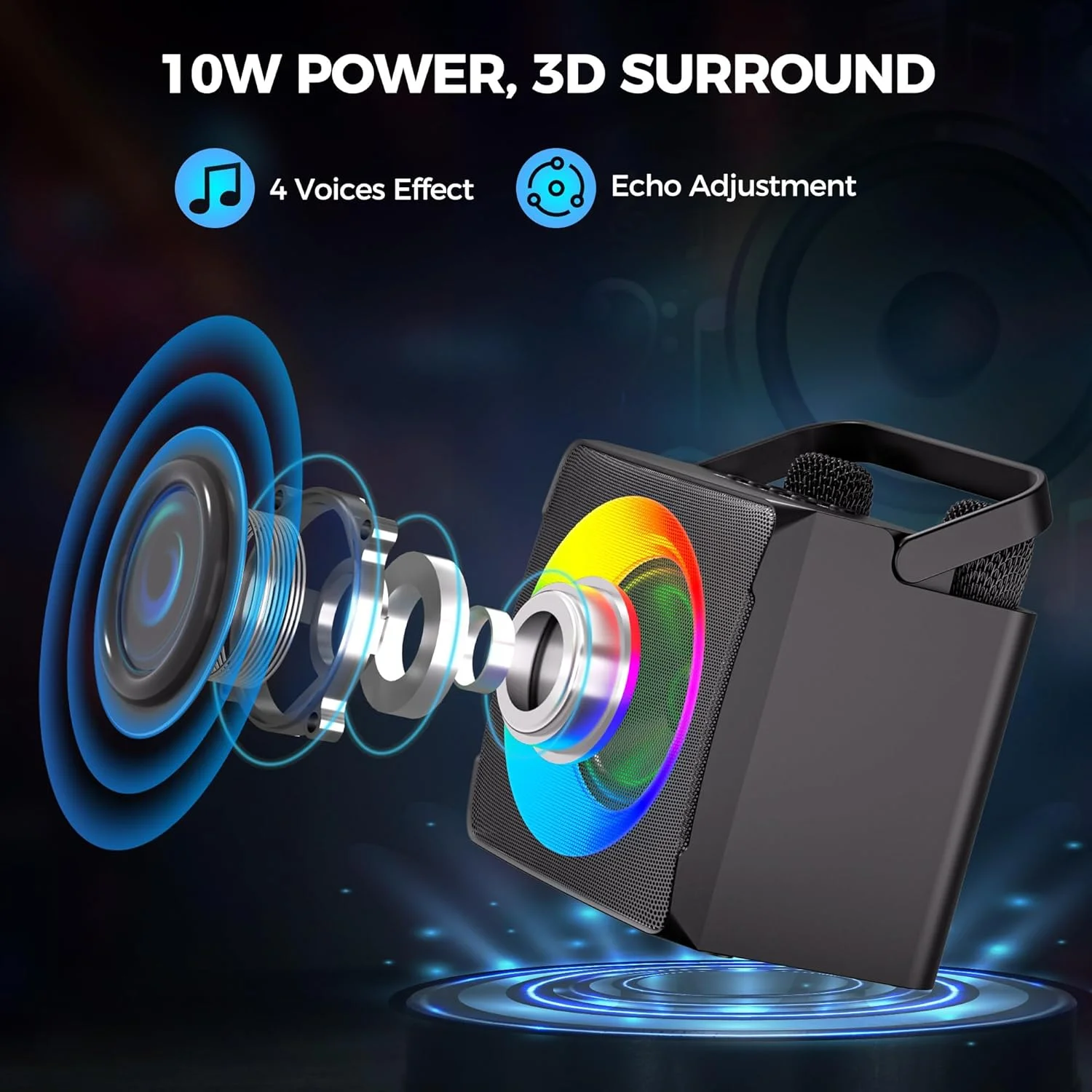 دستگاه کارائوکه قابل حمل Verkstar با ۲ میکروفون بی سیم، سیستم صوتی بلوتوث PA با چراغ های LED، هدیه مهمانی خانگی برای دختران و پسران دستگاه کارائوکه قابل حمل Verkstar با ۲ میکروفون بی سیم، سیستم صوتی بلوتوث PA با چراغ های LED، هدیه مهمانی خانگی برای دختران و پسران