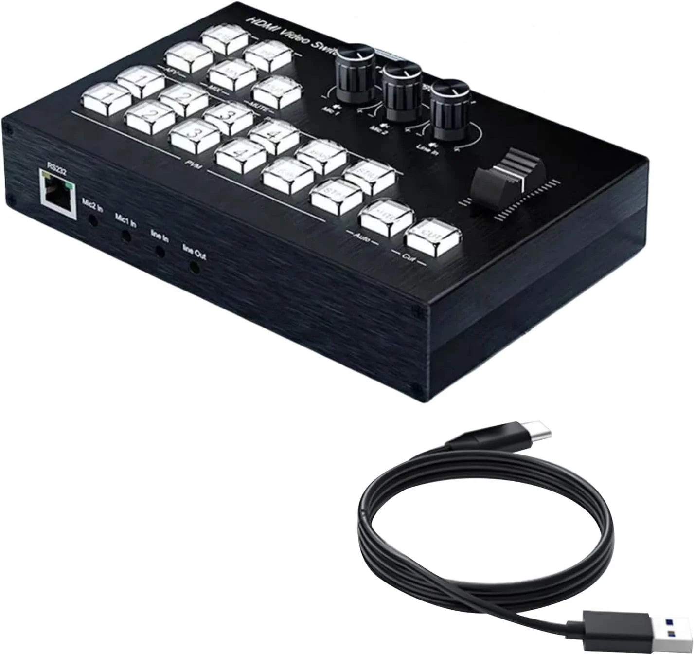 میکسر سوئیچر ویدیو برای پخش زنده با خروجی پیش نمایش چندگانه، میکسر صدا و ورودی صدای 3.5 میلی متری میکسر سوئیچر ویدیو برای پخش زنده با خروجی پیش نمایش چندگانه، میکسر صدا و ورودی صدای 3.5 میلی متری