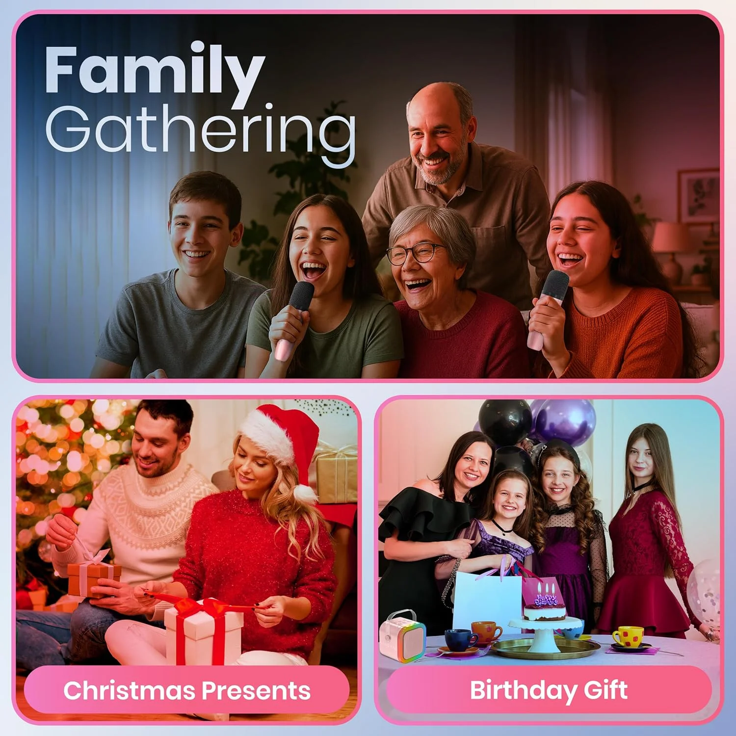 دستگاه مینی کارائوکه با 2 میکروفون بی سیم برای کودکان، نوجوانان و بزرگسالان، اسپیکر بلوتوث کوچک قابل حمل با میکروفون، کارائوکه برای مهمانی کودکان و نوجوانان، هدیه تولد دستگاه مینی کارائوکه با 2 میکروفون بی سیم برای کودکان، نوجوانان و بزرگسالان، اسپیکر بلوتوث کوچک قابل حمل با میکروفون، کارائوکه برای مهمانی کودکان و نوجوانان، هدیه تولد