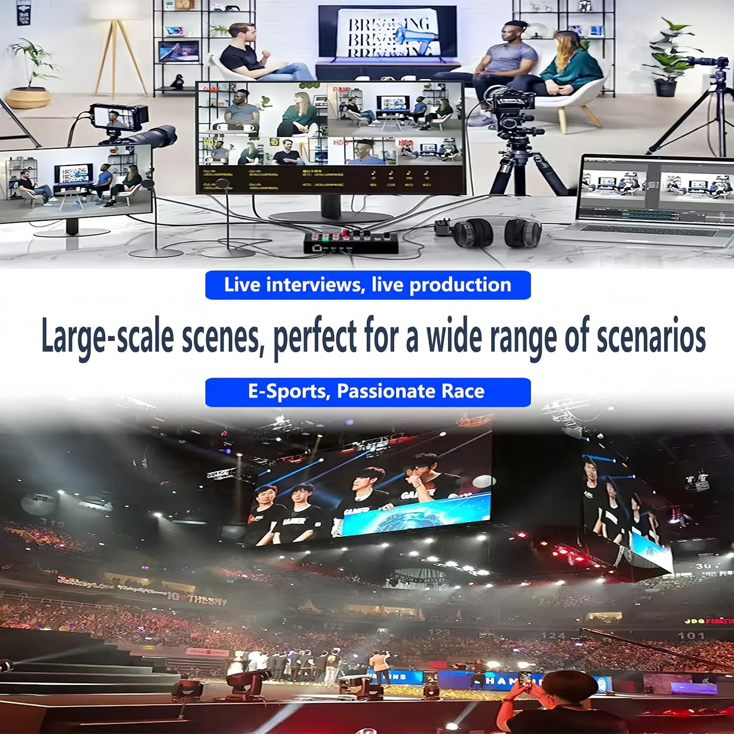 میکسر سوئیچر ویدیو با ورودی 1SDI/3HDMI و خروجی 2HDMI، میکسر صوتی با ورودی 2MIC/LINE و خروجی LiNE، پشتیبانی از ضبط RS232 Type-C USB3.0، پشتیبانی از PGM PVW PIP OSD Image HD Controller و غیره