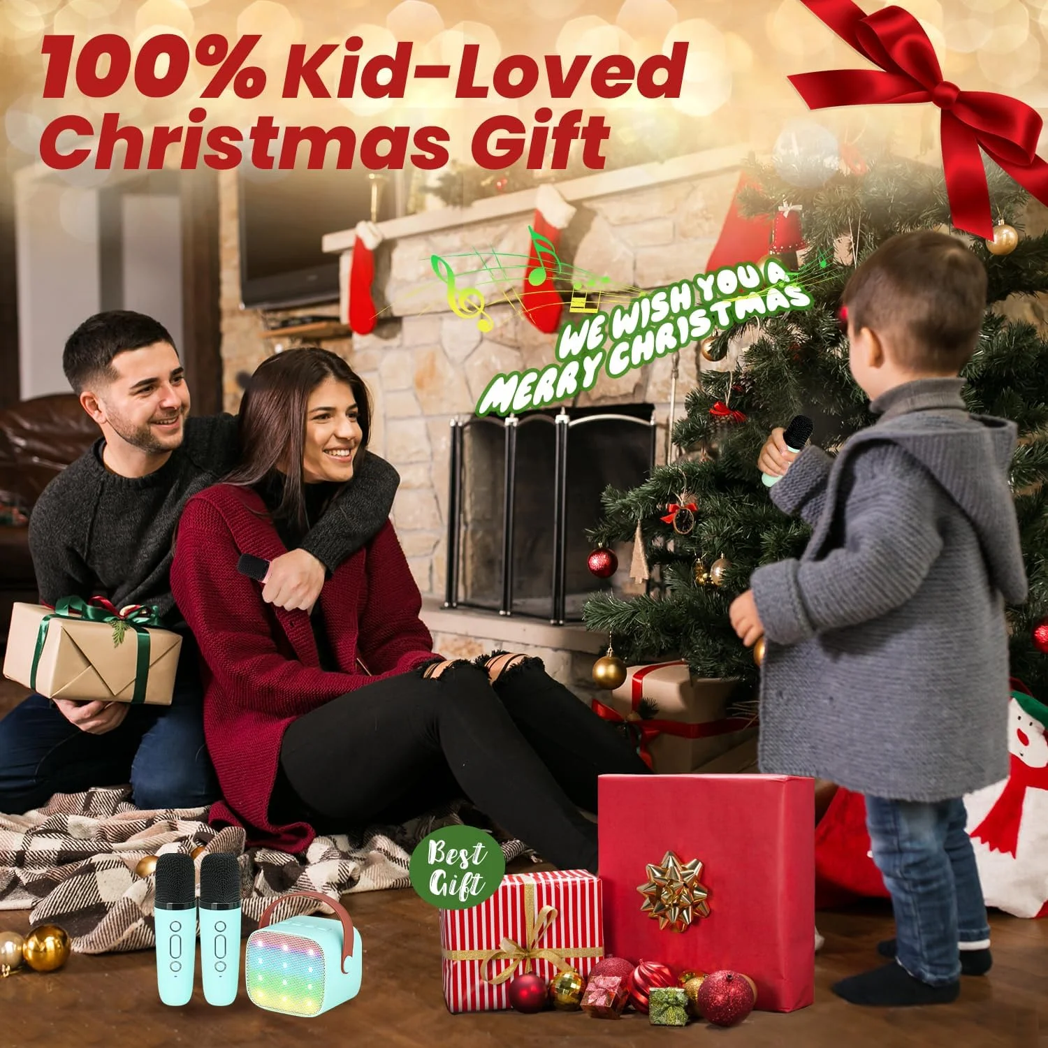 دستگاه کارائوکه Wowstar با 2 میکروفون، [نسخه پریمیوم] دستگاه کارائوکه بلوتوث قابل حمل برای کودکان و بزرگسالان با جلوه های تغییر صدا و چراغ های LED، هدیه برای پسران و دختران (آبی)