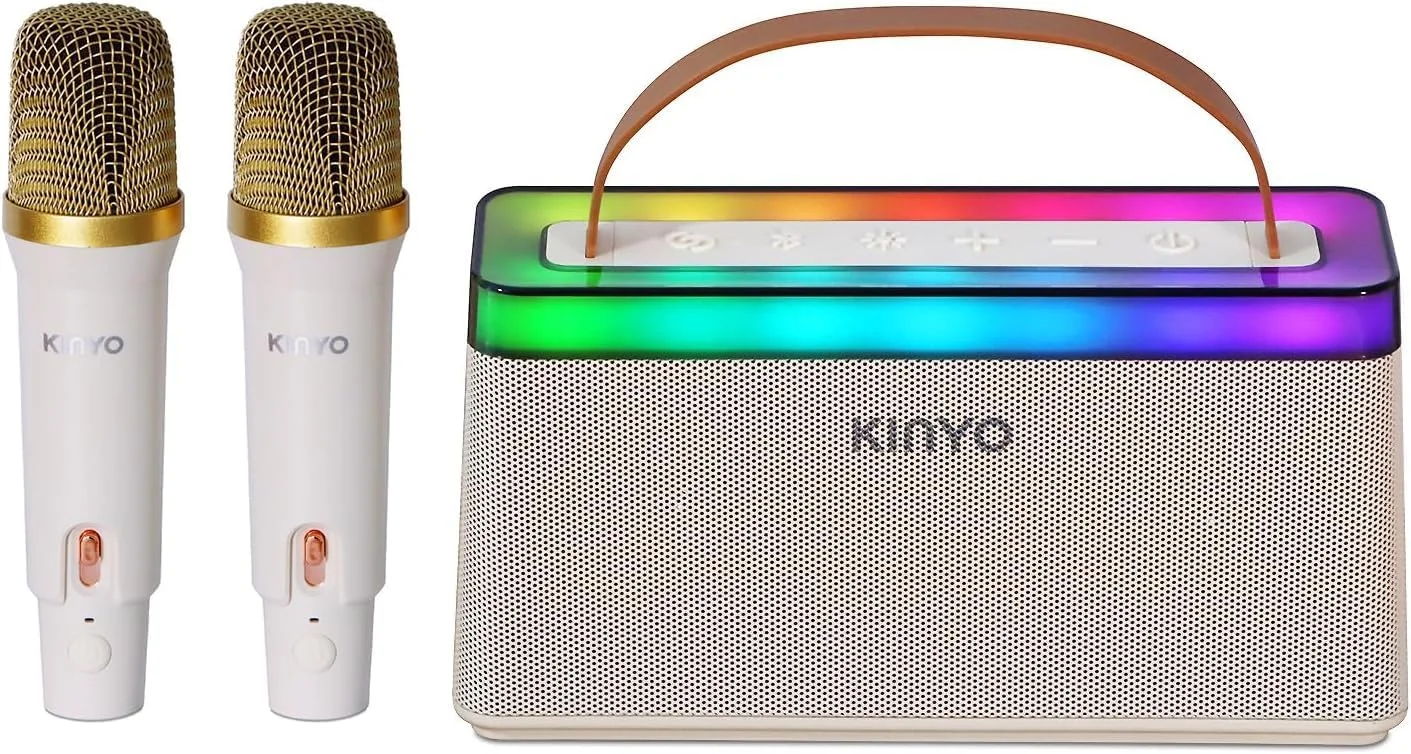 دستگاه کارائوکه قابل حمل، هدیه ای برای بزرگسالان یا کودکان، شامل بلندگوی بلوتوث و 2 میکروفون برای مهمانی، KTV خانگی، فضای باز، آتش بازی، مسافرت