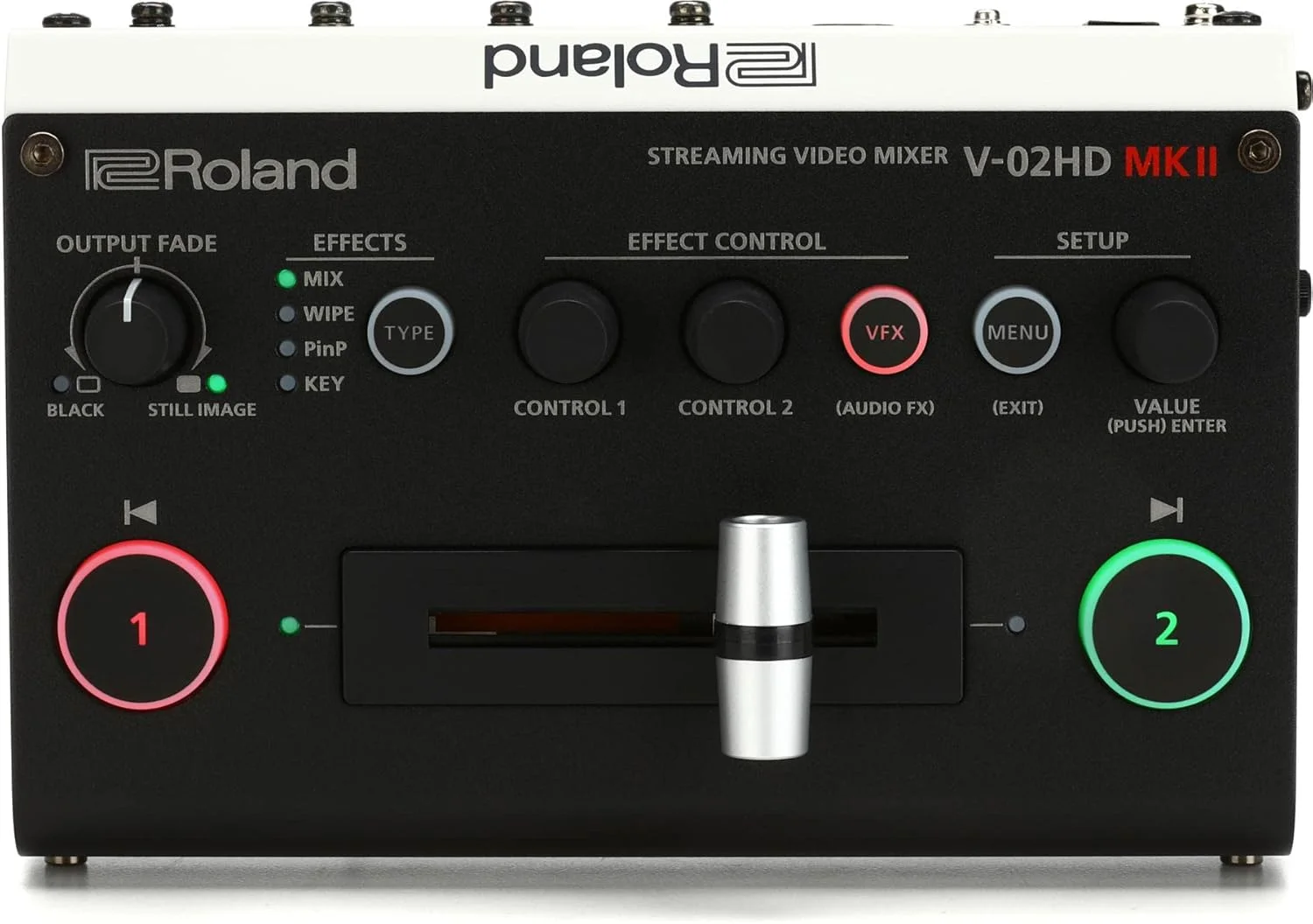 میکسر ویدئویی استریمینگ Roland V-02HD MK II – ساده‌ترین راه حل استریم زنده با دو دوربین در جهان. ایده‌آل برای معلمان آنلاین، گیمرها، مراسم مذهبی و سایر تولیدکنندگان محتوا