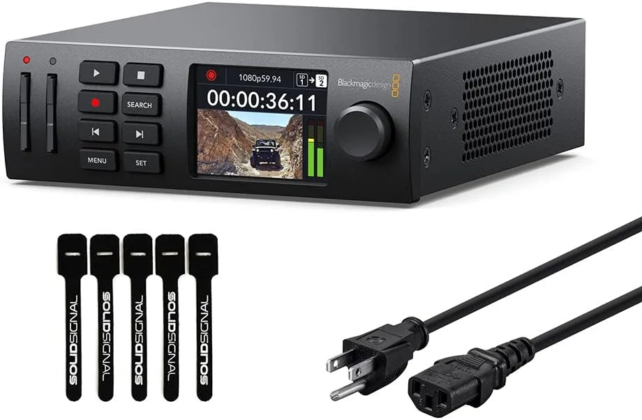 ضبط کننده بلک مجیک دیزاین HyperDeck Studio HD Mini به همراه کابل برق 1.8 متری و بسته 5 عددی بست کمربندی