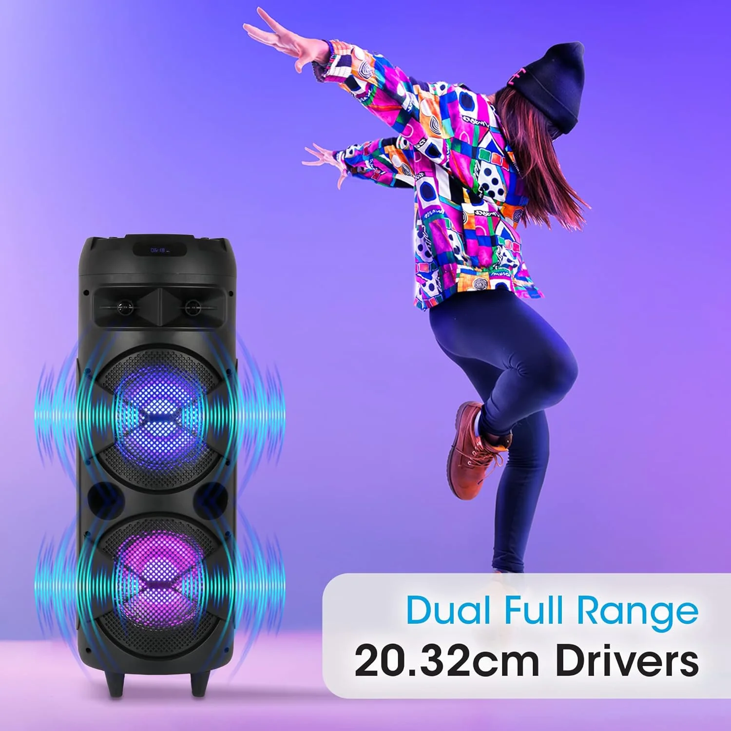 اسپیکر چرخدار Zebronics 450 Moving Monster DJ با توان خروجی 48 وات RMS، بلوتوث 5.0، میکروفون بیسیم، کارائوکه، عملکرد TWS، چراغهای LED، دو بلندگوی 8 اینچی، 10.5 ساعت پخش مداوم و باتری اسپیکر چرخدار Zebronics 450 Moving Monster DJ با توان خروجی 48 وات RMS، بلوتوث 5.0، میکروفون بیسیم، کارائوکه، عملکرد TWS، چراغهای LED، دو بلندگوی 8 اینچی، 10.5 ساعت پخش مداوم و باتری