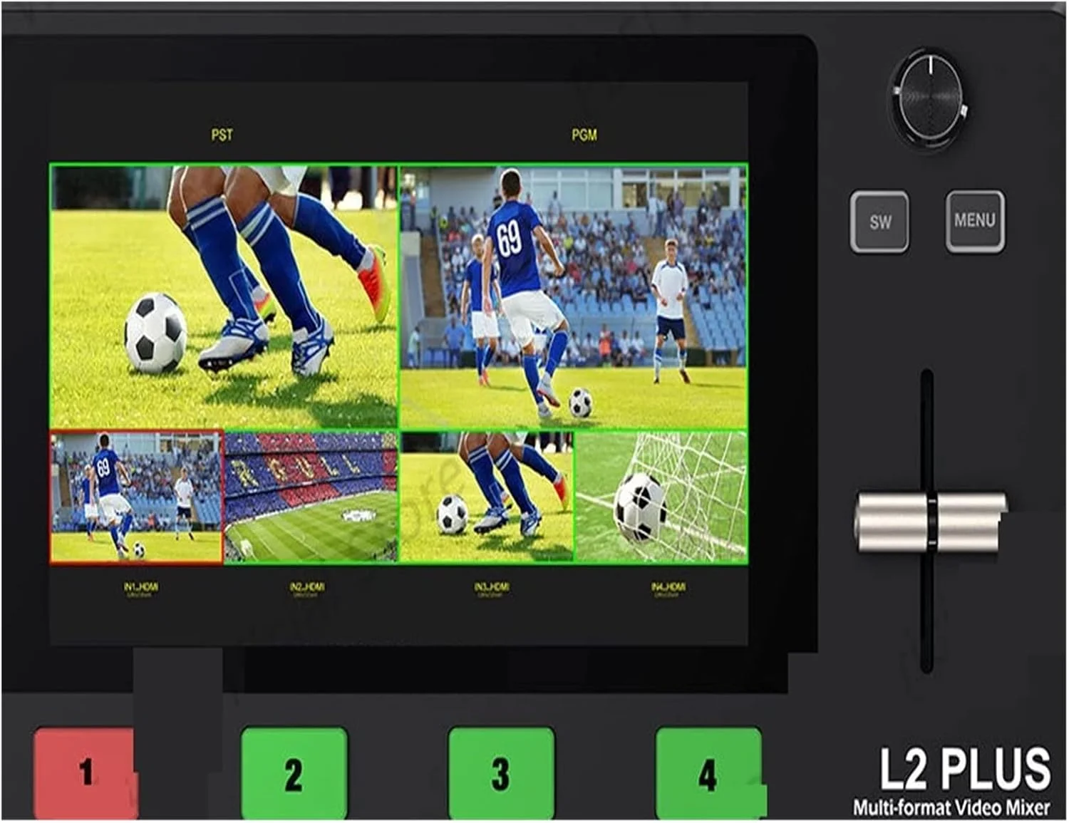 میکسر ویدئو HANWEJF L2 PLUS با صفحه نمایش 5.5 اینچی LCD، میکسر ویدئو چند دوربینه با قابلیت کروماکی داخلی و کنترل لایه لوگو، کروماکی USB 3.0 میکسر ویدئو HANWEJF L2 PLUS با صفحه نمایش 5.5 اینچی LCD، میکسر ویدئو چند دوربینه با قابلیت کروماکی داخلی و کنترل لایه لوگو، کروماکی USB 3.0