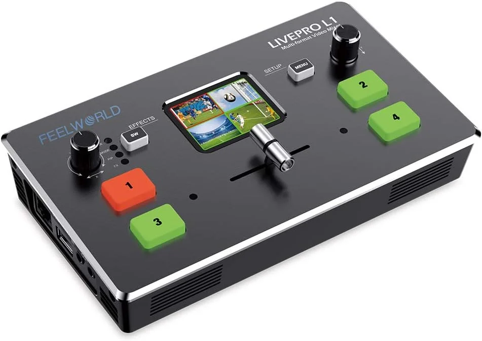 میکسر تصویر FEELWORLD LIVEPRO L1 با 4 ورودی HDMI، فرمت های ویدیویی متنوع، خروجی USB 3.0، پخش زنده همزمان و تولید چند دوربینه