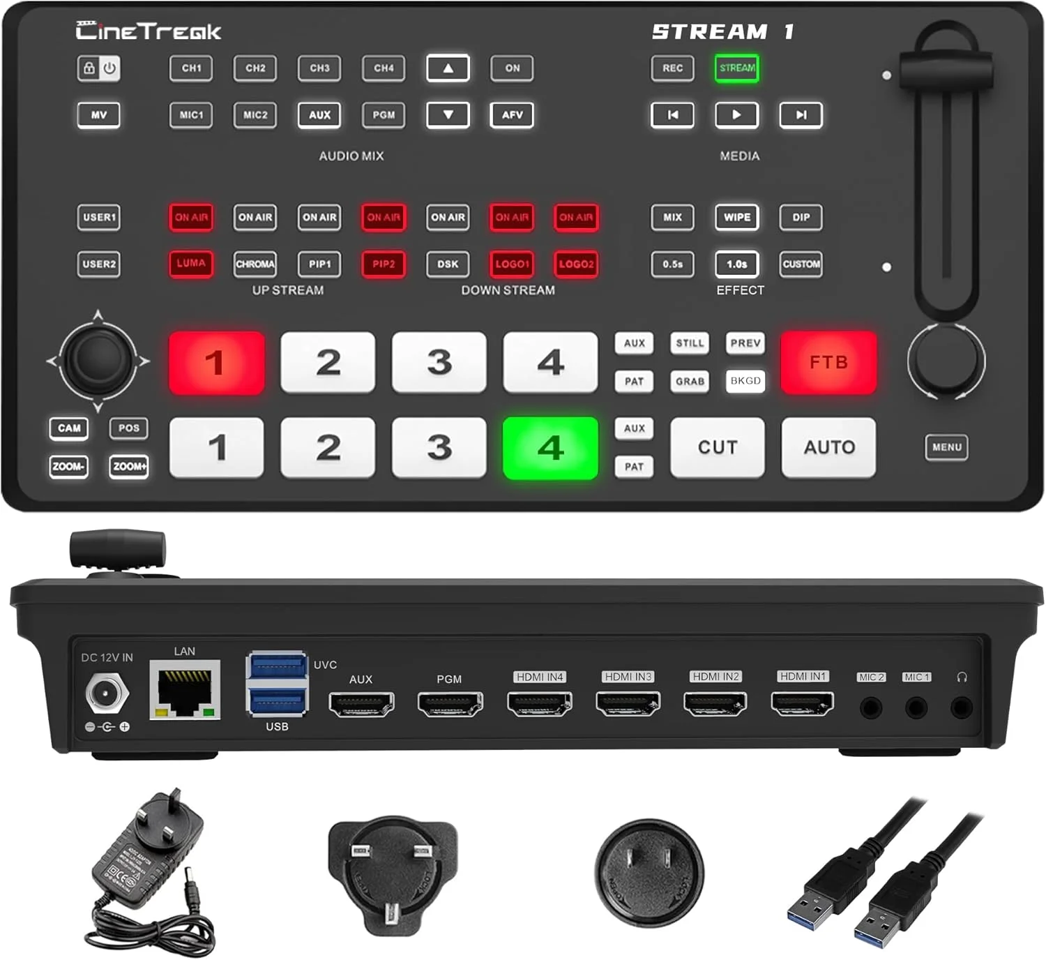 میکسر و سوییچر تصویر استریم-1 HDMI با قابلیت کنترل دوربین PTZ، ضبط، قابلیت ارتقا NDI و استریم زنده افقی و عمودی