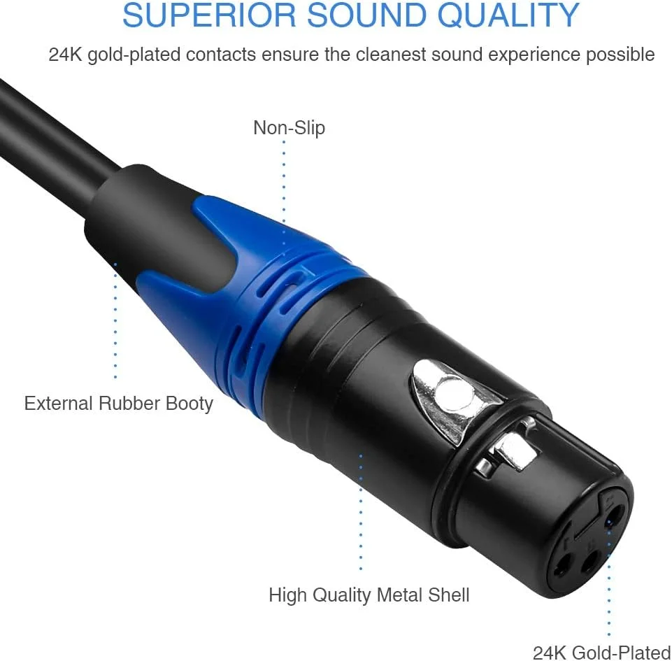 کابل DISINO دوگانه XLR مادگی به دوگانه RCA، کابل اتصال صوتی استریو HiFi از 2-XLR مادگی به 2 RCA/Phone Plug نری، سیم رابط میکروفون - 1.5 متر