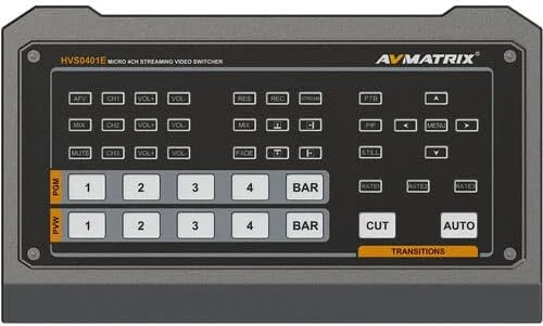 AECAM - AVmatrix HVS0401E HVS0401U میکسر سوئیچر ویدیویی 2 کاناله SDI سازگار با HDMI، 4 ورودی کانال، 2 خروجی کانال PGM (HVS0401E)