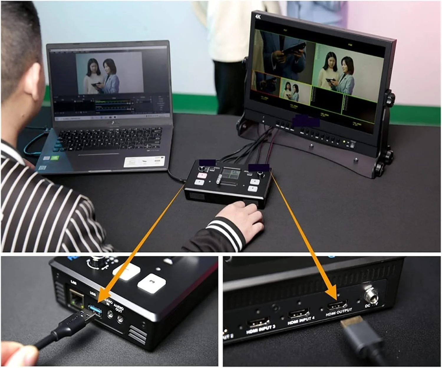 میکسر ویدیویی چند فرمتی L1 V1، سوییچر ویدیویی چند فرمتی، استودیوی پخش زنده، ضبط، 4 ورودی HDMI، خروجی HDMI USB3.0، پیش نمایش دوربین