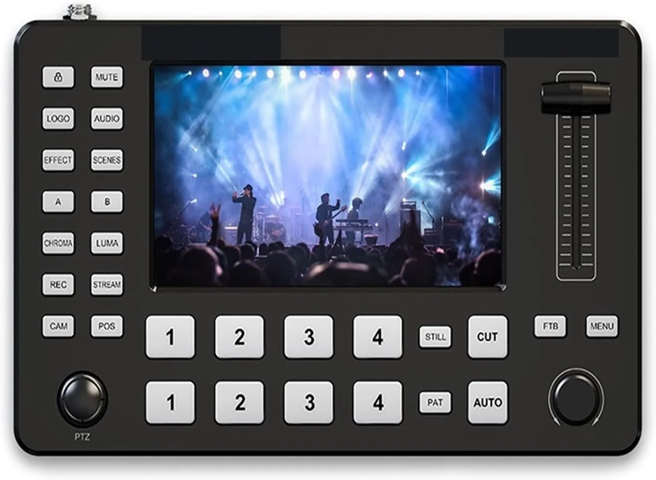 میکسر ویدیو چند فرمتی C1 با صفحه نمایش 5 اینچی و 4 کانال، سوئیچر ویدیو فول اچ دی، استریم/ضبط زنده