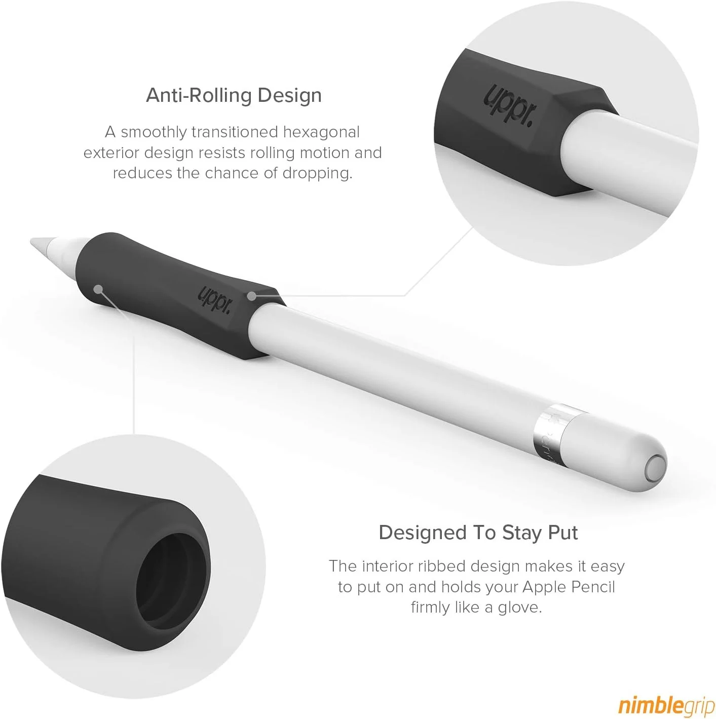نگهدارنده سیلیکونی ارگونومیک و راحت NimbleGrip با طراحی UPPERCASE، دو طرفه، سازگار با Apple Pencil Pro، USB-C، نسل 2 و 1 نگهدارنده سیلیکونی ارگونومیک و راحت NimbleGrip با طراحی UPPERCASE، دو طرفه، سازگار با Apple Pencil Pro، USB-C، نسل 2 و 1
