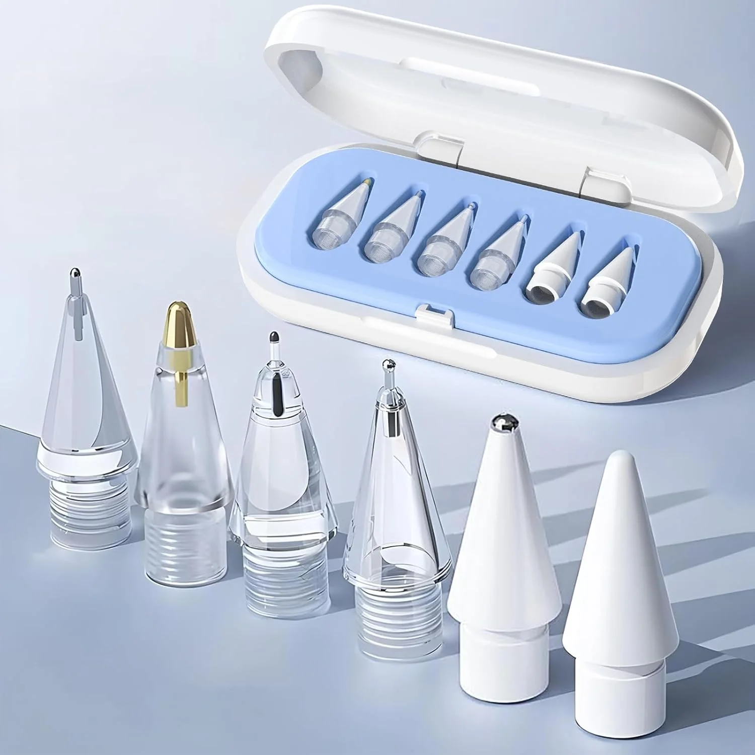 نوکهای جایگزین قلم لمسی اپل، بسته 6 عددی ارتقا یافته با جعبه نگهداری، نوک فلزی با کنترل دقیق و نقطه ظریف سازگار با قلم لمسی اپل نسل 1/ نسل 2/ USB C/ قلم لمسی آیپد پرو نوکهای جایگزین قلم لمسی اپل، بسته 6 عددی ارتقا یافته با جعبه نگهداری، نوک فلزی با کنترل دقیق و نقطه ظریف سازگار با قلم لمسی اپل نسل 1/ نسل 2/ USB C/ قلم لمسی آیپد پرو