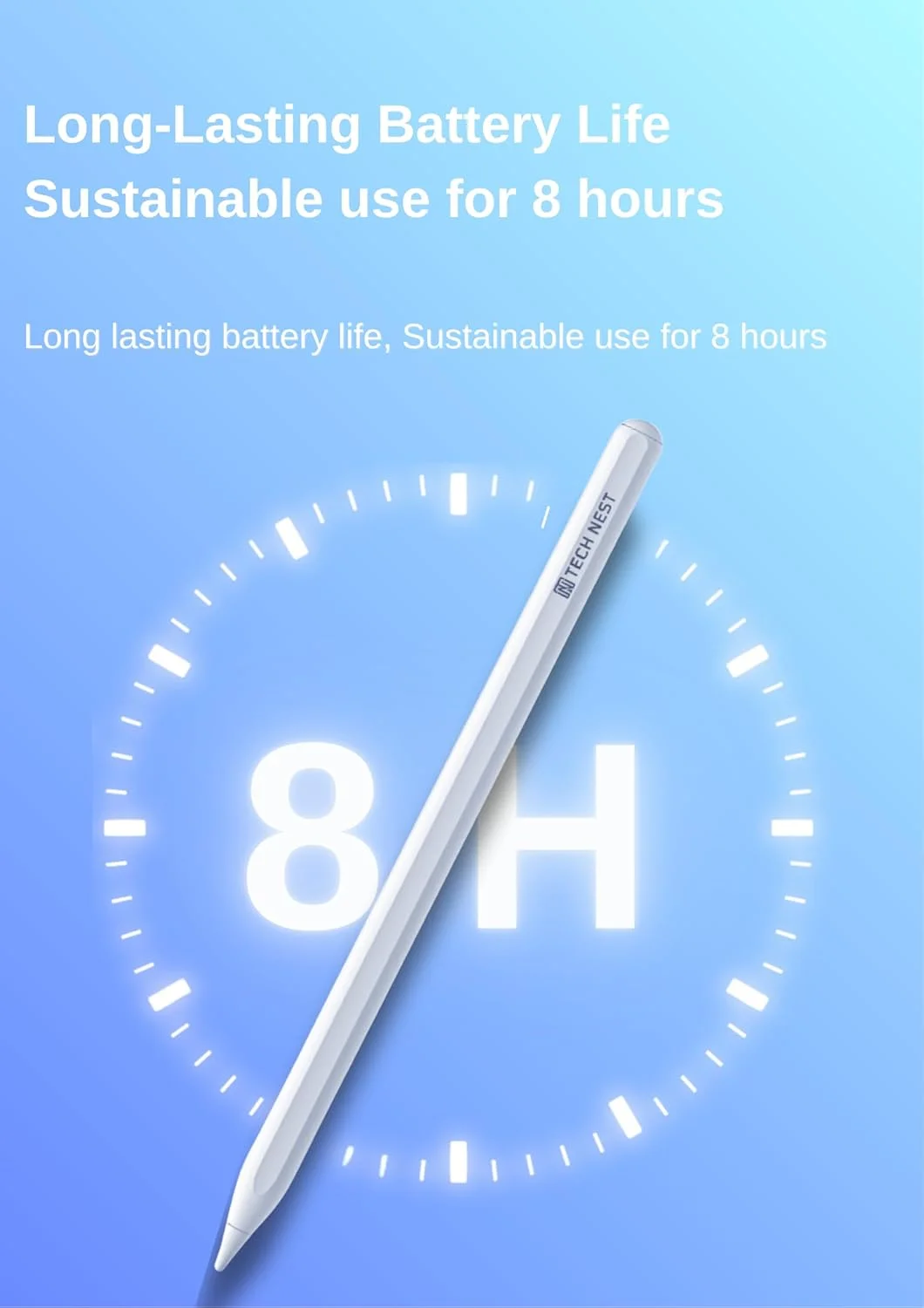 قلم لمسی برای آیپد (2018-2025) - شارژ سریع، حساس به زاویه، جلوگیری از لمس ناخواسته، قلم فعال سازگار با اپل آیپد پرو 11 اینچ/12.9 اینچ/M4، آیپد ایر 3/4/5/M2/M3، آیپد مینی نسل 5/6 - سفید