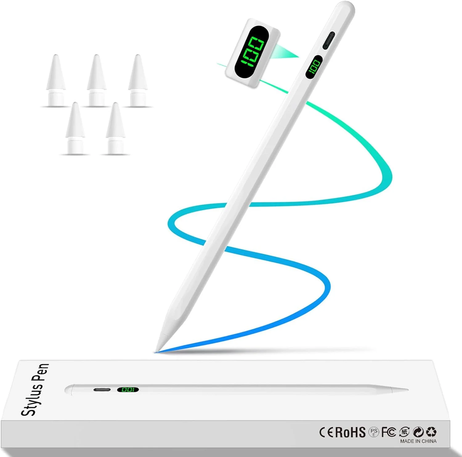 قلم لمسی برای آیپد نسل دهم و نهم، قلم شارژ سریع با نمایشگر LED و قابلیت رد دست برای ایر 3/4/5/M2، مینی 5/6، آیپد 6/7/8/9/10، پرو 11 اینچ/12.9 اینچ/M4 (سفید) قلم لمسی برای آیپد نسل دهم و نهم، قلم شارژ سریع با نمایشگر LED و قابلیت رد دست برای ایر 3/4/5/M2، مینی 5/6، آیپد 6/7/8/9/10، پرو 11 اینچ/12.9 اینچ/M4 (سفید)