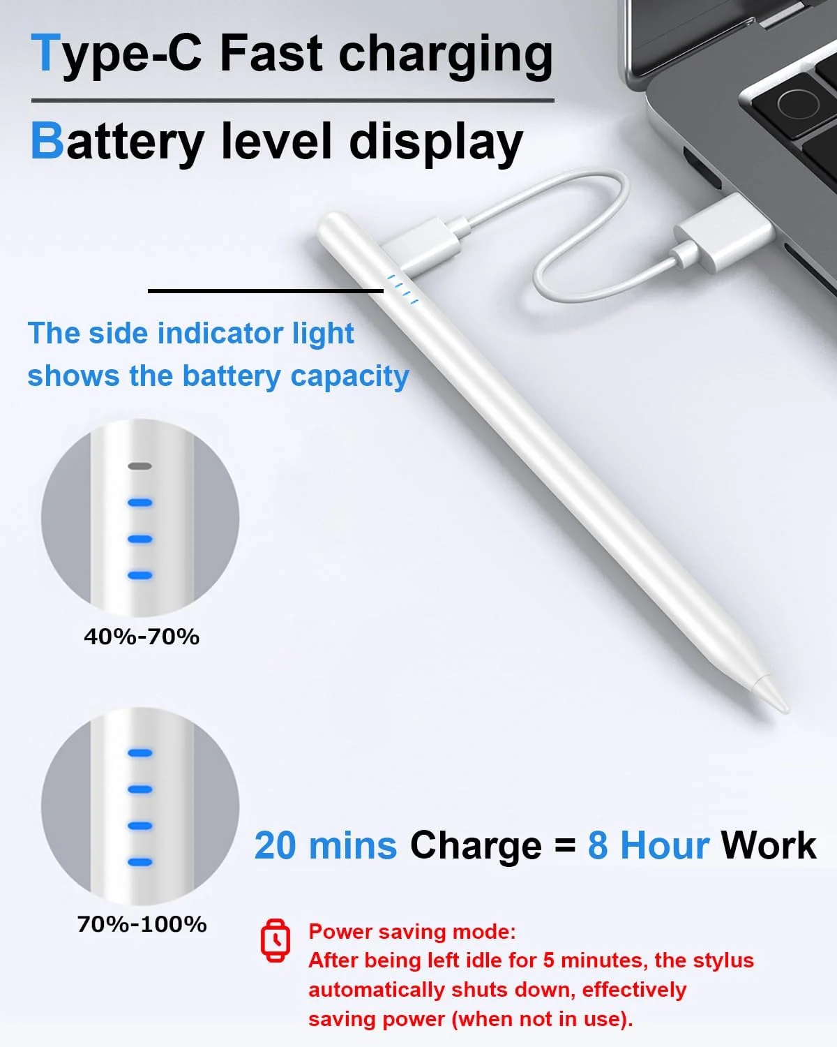 قلم لمسی برای آیپد نسل دهم و A16، شارژ سریع برای قلم آیپد با قابلیت تشخیص دست، قلم فعال سازگار با (2018-2025) اپل آیپد 6/7/8/9/10/11(A16)، آیپد پرو 11 اینچ/12.9 اینچ/M4، مینی 5/6، ایر 3/4/5/M2/M3