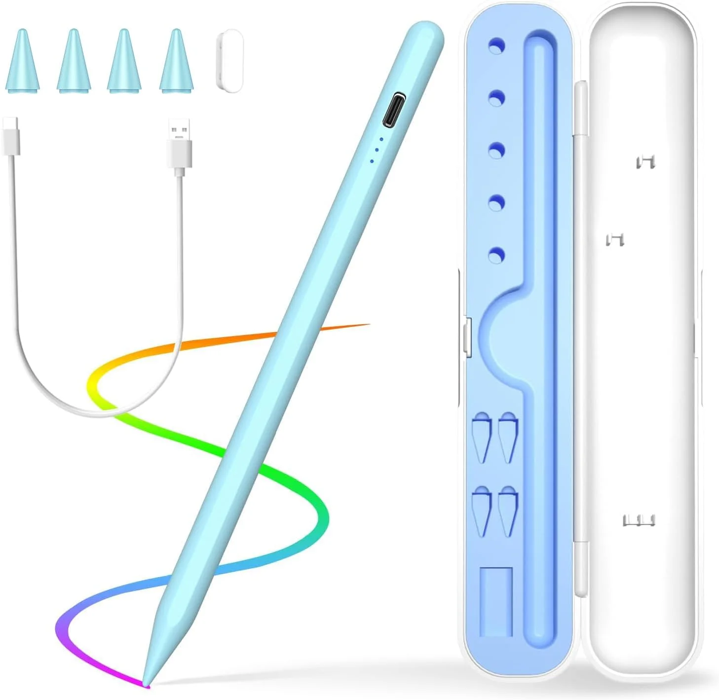 قلم لمسی برای آیپد ۲۰۱۸-۲۰۲۵، شارژ سریع ۱۵ دقیقه ای برای مداد اپل با قابلیت رد دست، سازگار با آیپد ۱۱/۱۰/۹/۸/۷/۶، پرو M4/12.9 اینچ (۶/۵/۴/۳)/۱۱ اینچ، ایر M3/M2/5/4/3، مینی A17 Pro/6/5، آبی قلم لمسی برای آیپد ۲۰۱۸-۲۰۲۵، شارژ سریع ۱۵ دقیقه ای برای مداد اپل با قابلیت رد دست، سازگار با آیپد ۱۱/۱۰/۹/۸/۷/۶، پرو M4/12.9 اینچ (۶/۵/۴/۳)/۱۱ اینچ، ایر M3/M2/5/4/3، مینی A17 Pro/6/5، آبی