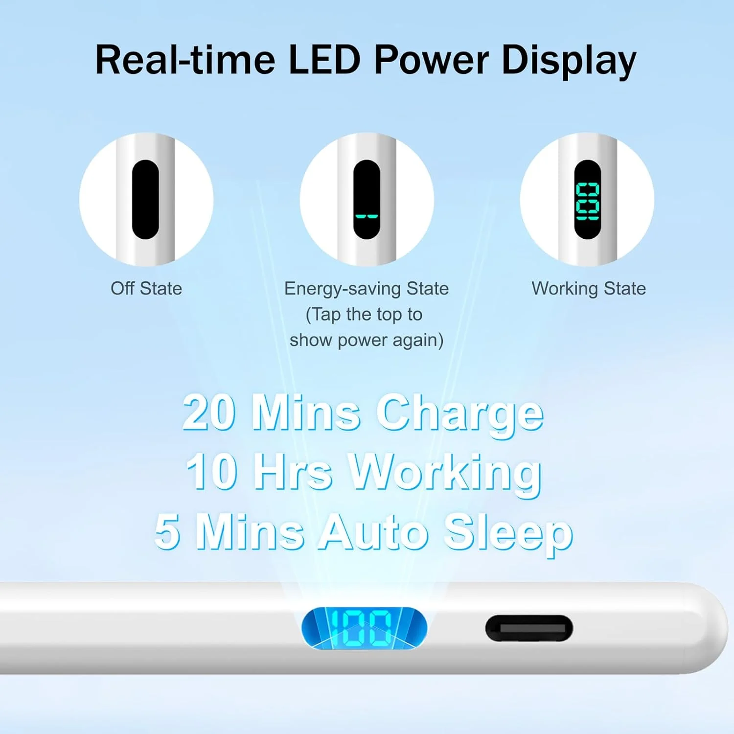 قلم لمسی برای آیپد 2018-2025 با نمایشگر LED میزان شارژ و شارژ سریع، قلم با قابلیت جلوگیری از لمس ناخواسته کف دست برای آیپد نسل 10/9/8/7/6، نسل 11 (A16)، ایر 11/13 M2/M3، پرو 11/13 M4/M5، پرو 12.9 اینچ، ایر 5/4/3، مینی 7/6/5 قلم لمسی برای آیپد 2018-2025 با نمایشگر LED میزان شارژ و شارژ سریع، قلم با قابلیت جلوگیری از لمس ناخواسته کف دست برای آیپد نسل 10/9/8/7/6، نسل 11 (A16)، ایر 11/13 M2/M3، پرو 11/13 M4/M5، پرو 12.9 اینچ، ایر 5/4/3، مینی 7/6/5