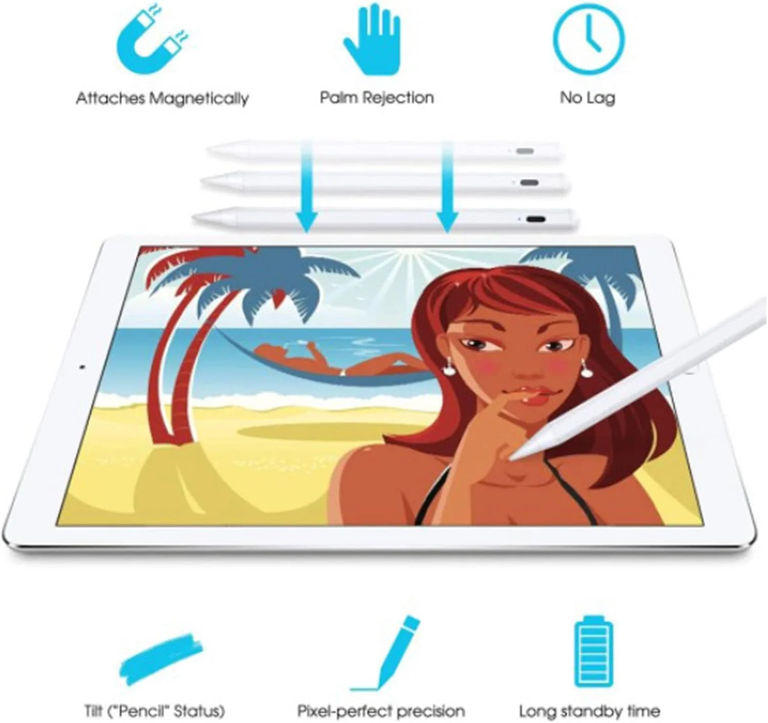 قلم لمسی برای آیپد با حساسیت به زاویه و جلوگیری از لمس ناخواسته، قلم فعال سازگار با Apple iPad Pro 11/12.9 اینچ، iPad نسل 6/7/8/9/10، iPad Air نسل 3/4، iPad Mini نسل 5/6 قلم لمسی برای آیپد با حساسیت به زاویه و جلوگیری از لمس ناخواسته، قلم فعال سازگار با Apple iPad Pro 11/12.9 اینچ، iPad نسل 6/7/8/9/10، iPad Air نسل 3/4، iPad Mini نسل 5/6