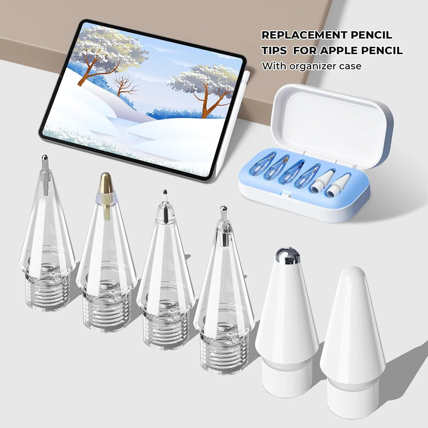 مجموعه 6 عددی نوک جایگزین برای قلم اپل پرو/نسل دوم/نسل اول/USB-C، نوک های ارتقا یافته قلم آیپد به همراه جعبه نگهداری، مجموعه نوک قلم آیپد، لوازم جانبی برای قلم اپل (آبی 6 در 1) مجموعه 6 عددی نوک جایگزین برای قلم اپل پرو/نسل دوم/نسل اول/USB-C، نوک های ارتقا یافته قلم آیپد به همراه جعبه نگهداری، مجموعه نوک قلم آیپد، لوازم جانبی برای قلم اپل (آبی 6 در 1)