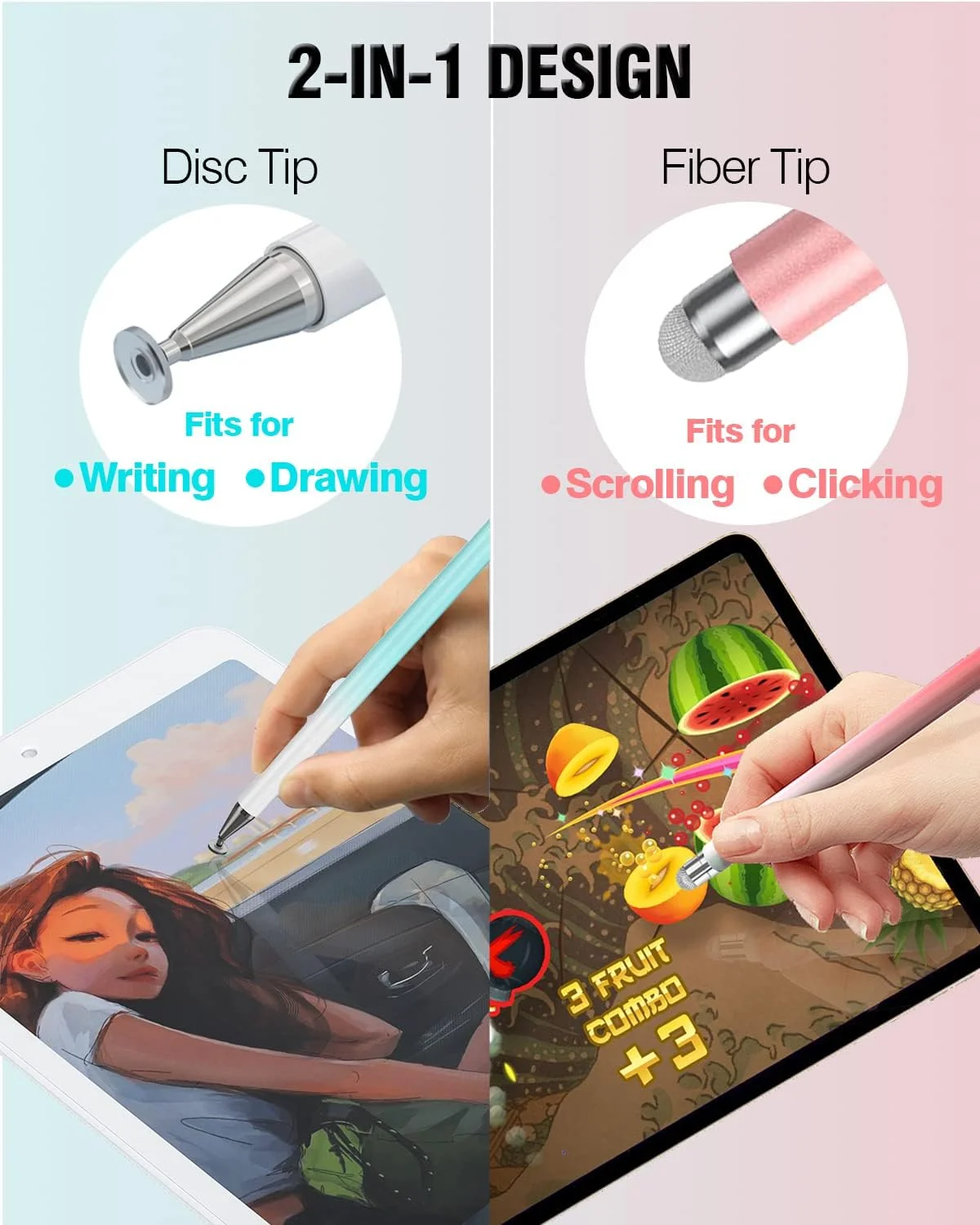قلم لمسی برای صفحه نمایش لمسی، قلم لمسی یونیورسال 2 در 1 با دقت بالا برای آیپد سازگار با اپل، آیفون، آیپد، اندروید، تبلت های مایکروسافت، تلفن ها، بسته 3 عددی - آبی، صورتی، بنفش قلم لمسی برای صفحه نمایش لمسی، قلم لمسی یونیورسال 2 در 1 با دقت بالا برای آیپد سازگار با اپل، آیفون، آیپد، اندروید، تبلت های مایکروسافت، تلفن ها، بسته 3 عددی - آبی، صورتی، بنفش