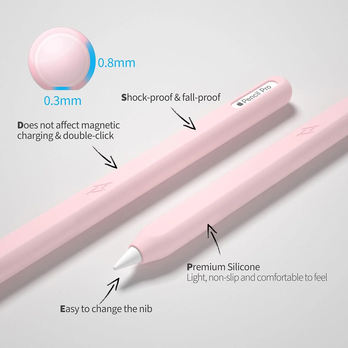 کاور محافظ نازک مداد برای اپل پنسل پرو و اپل پنسل نسل 2، آستین سیلیکونی سازگار با اپل پنسل پرو (صورتی) کاور محافظ نازک مداد برای اپل پنسل پرو و اپل پنسل نسل 2، آستین سیلیکونی سازگار با اپل پنسل پرو (صورتی)