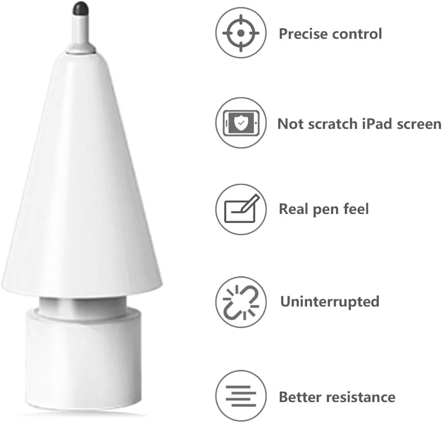 نوکهای ارتقا یافته برای قلم اپل، نوکهای جایگزین ایمن، نوکهای لاستیکی کنترل دقیق ضد خش برای قلم اپل (2 عدد) نوکهای ارتقا یافته برای قلم اپل، نوکهای جایگزین ایمن، نوکهای لاستیکی کنترل دقیق ضد خش برای قلم اپل (2 عدد)